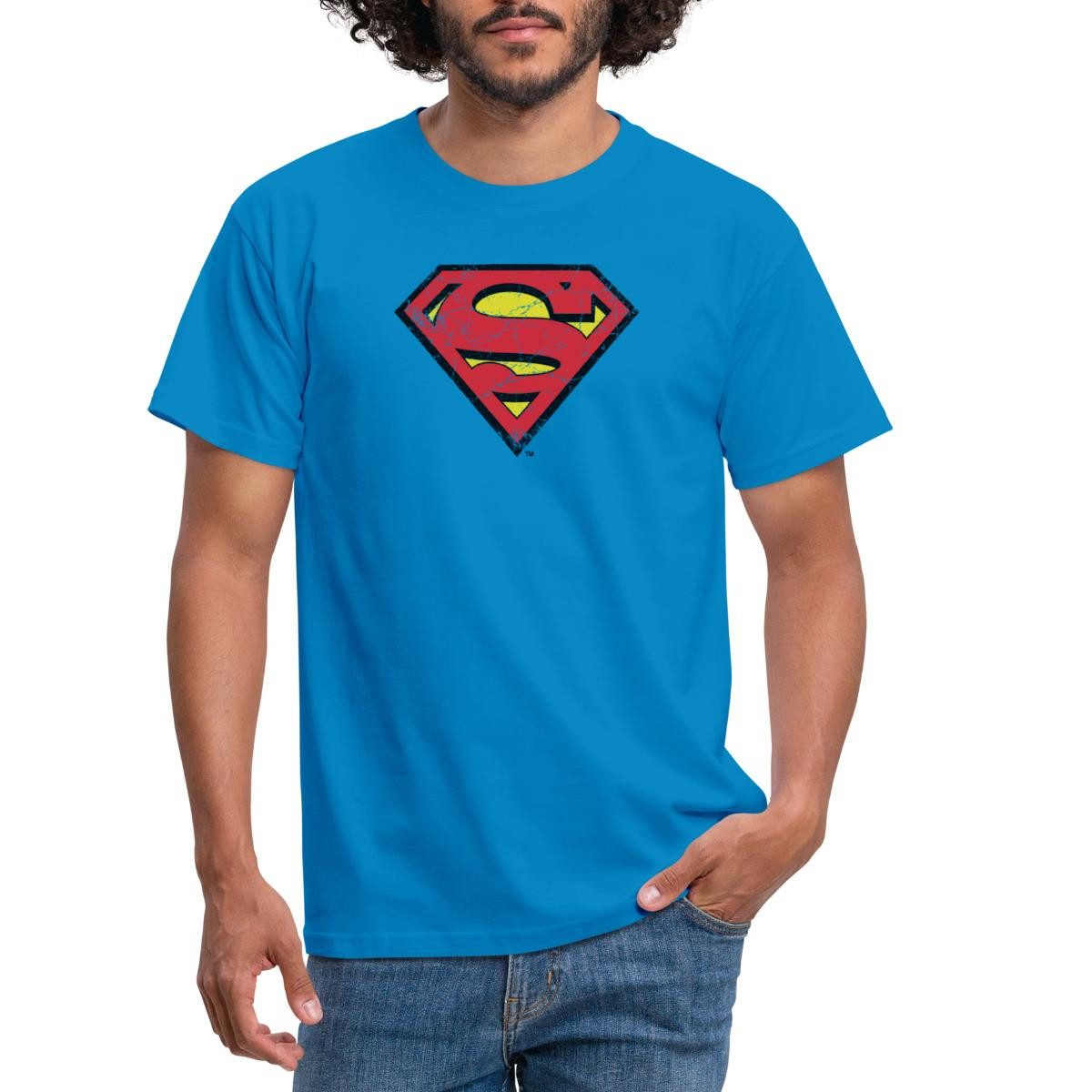 Spreadshirt T-Shirt DC Comics Superman Logo Used Look Karneval Männer T-Shirt (1-tlg)