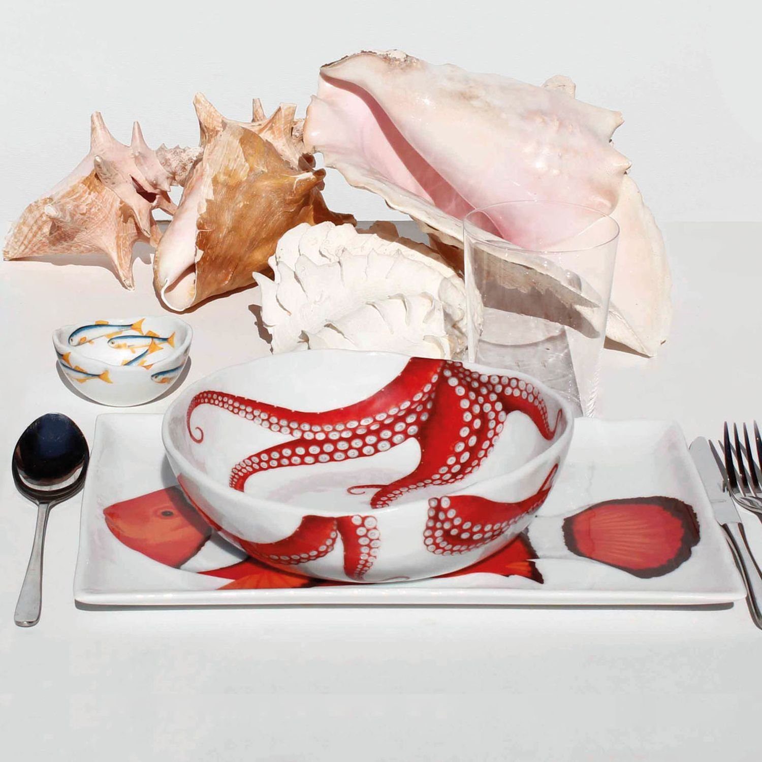 Dieta TAITÙ Polpo, Salatschüssel Mediterranea Porzellan Fish