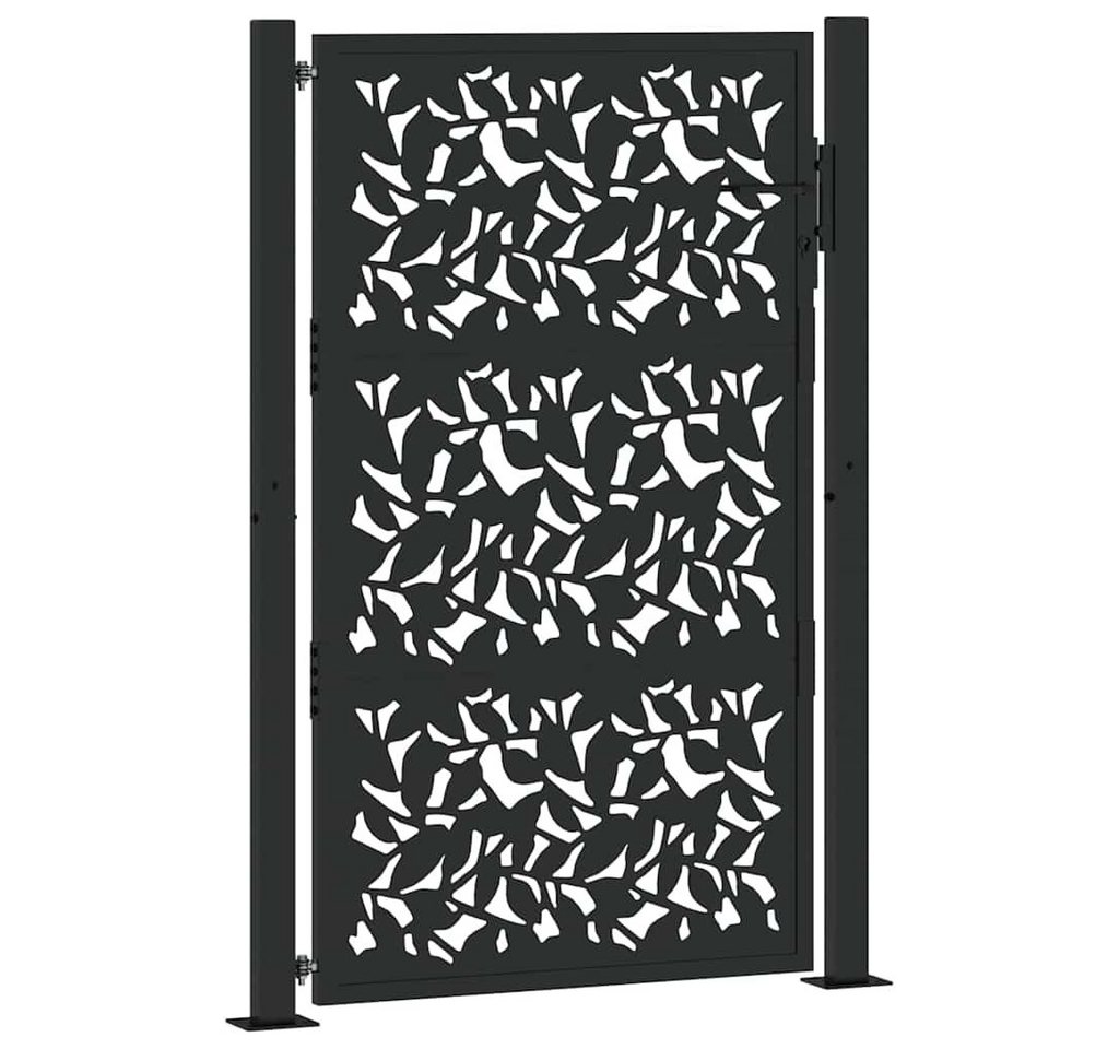 Thumbnail - vidaXL Gartentor, Gartentor Schwarz 105x155 cm Stahl Blatt-Design