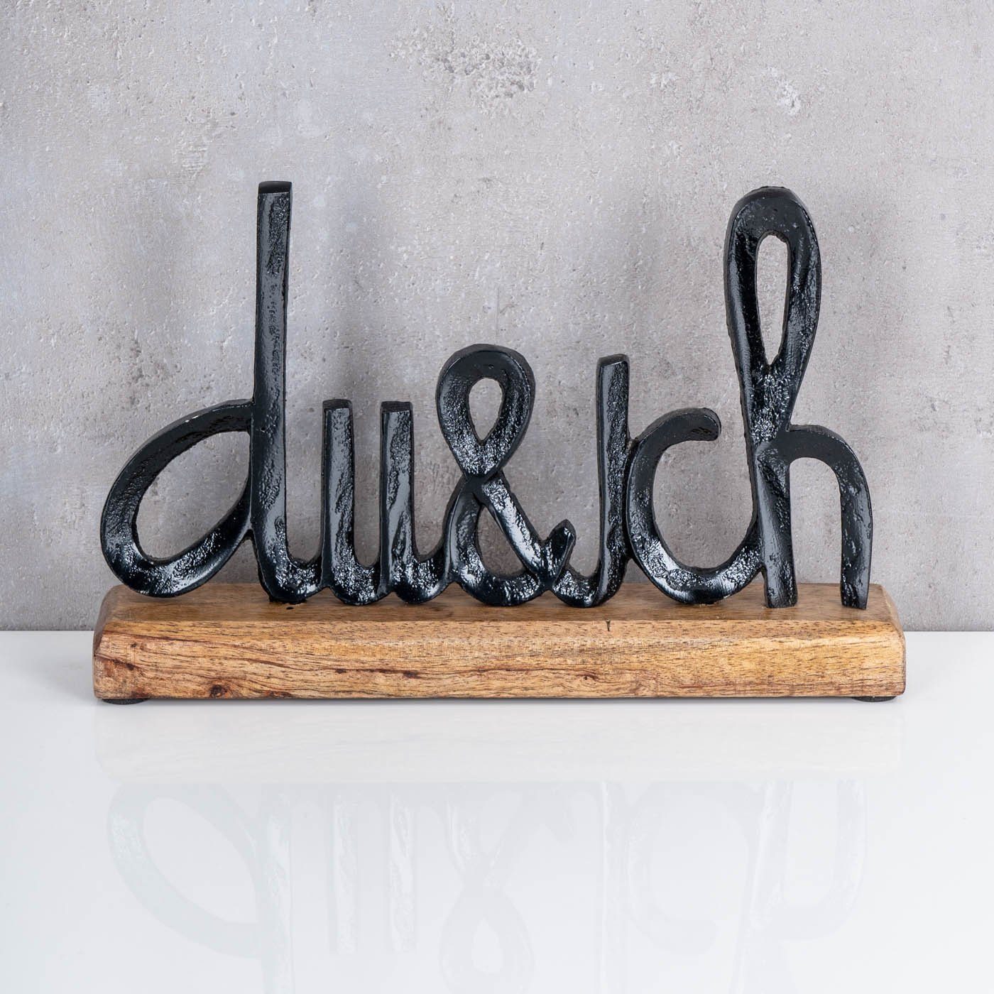 Levandeo® Deko-Schriftzug, Schriftzug Du Und Ich L25cm Schwarz Mango Holz Tisch-Deko Geschenk