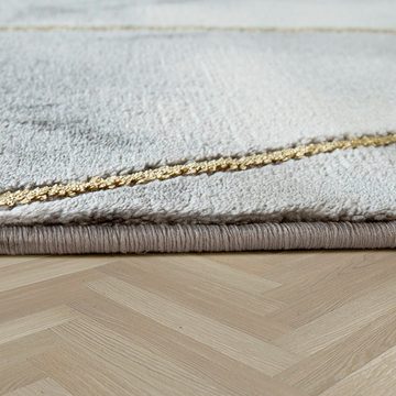 Teppich Kraft 525, Paco Home, rechteckig, Höhe: 16 mm, Kurzflor, Marmor-Design mit Bordüre, mit gold-/silberfarbenen Akzenten