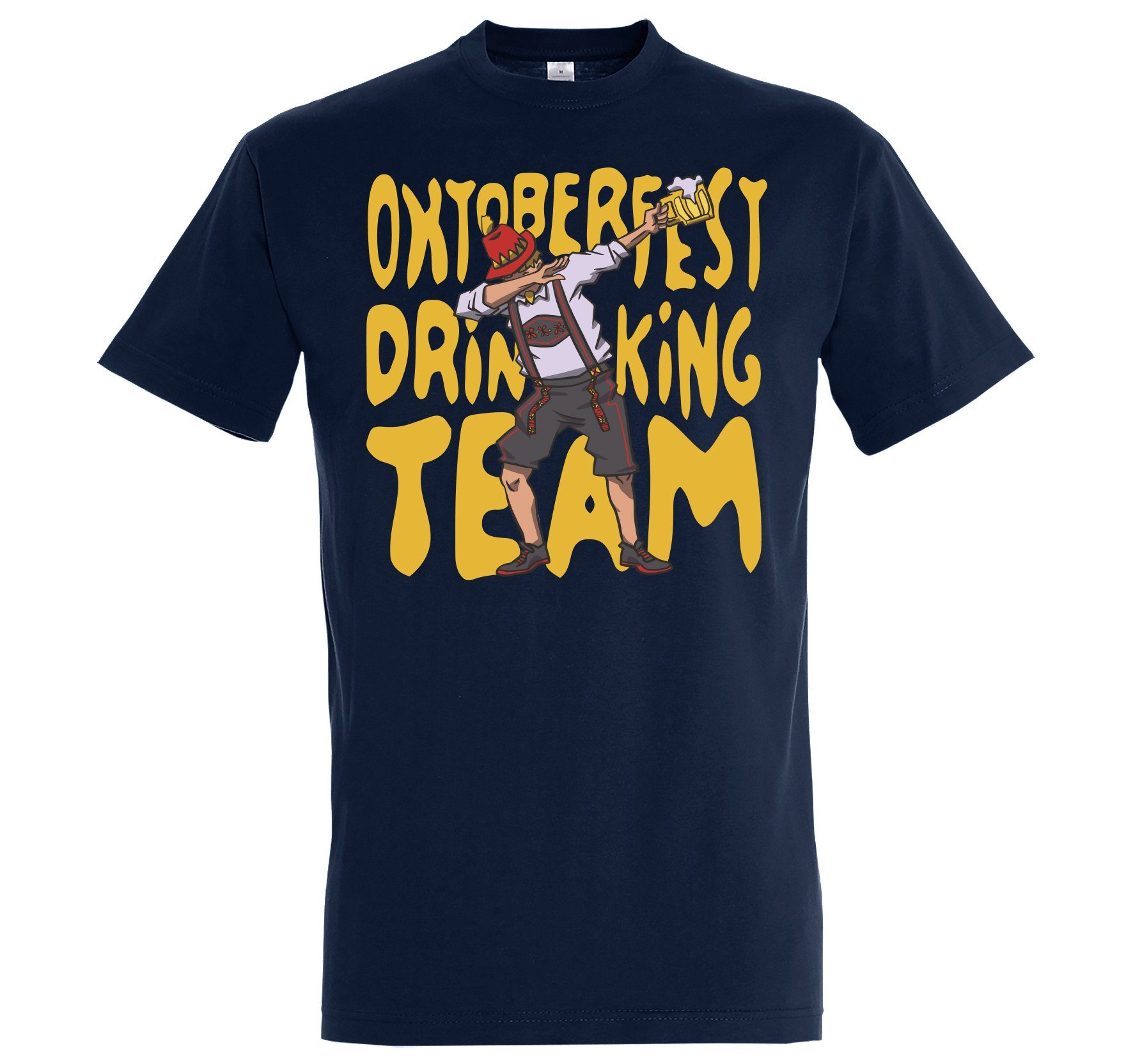Herren lustigem T-Shirt Designz Print-Shirt Team Youth Drinking Print Trachten Spruch und mit Oktoberfest Navyblau