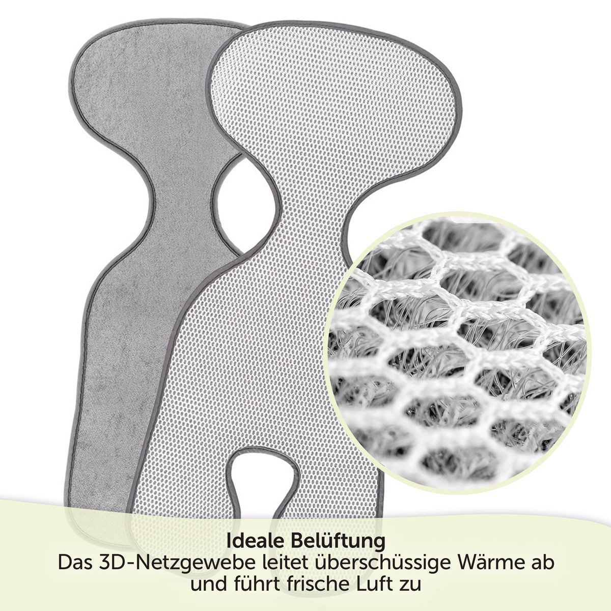 Zamboo Autokindersitz Cool & Dry - Grau, Sitzauflage für Babyschale Maxi Cosi & ReboarderSommer Sitzeinlage