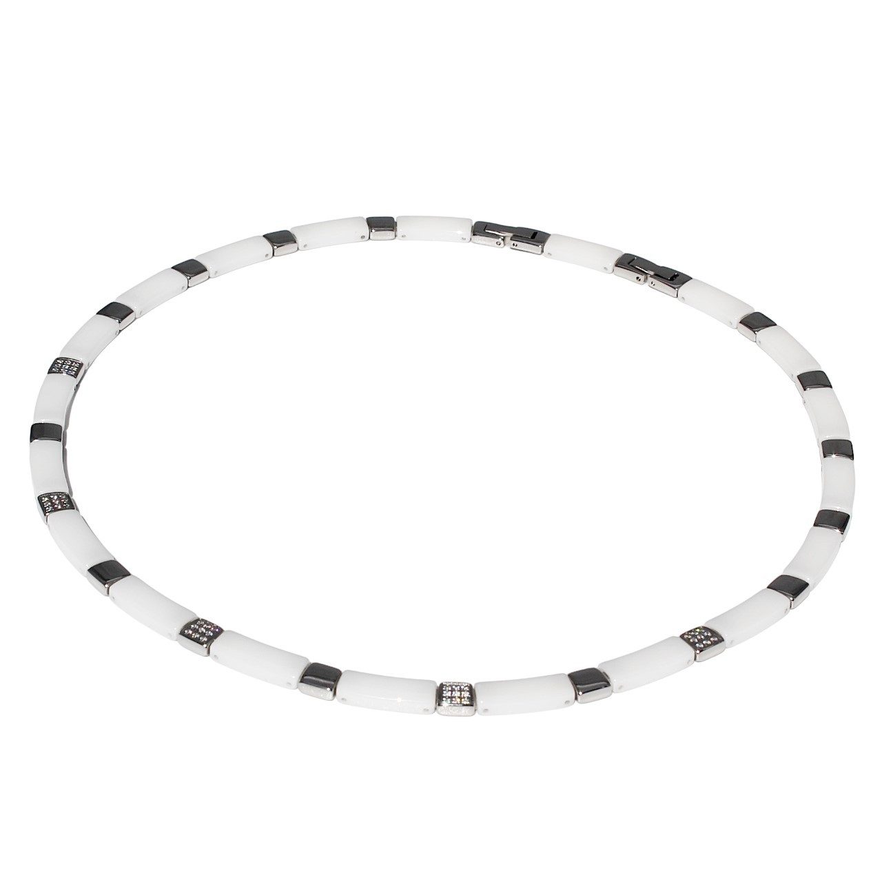 Collier Gliederhalskette Edelstahl- Keramikkette Halskette Damenkette Kette