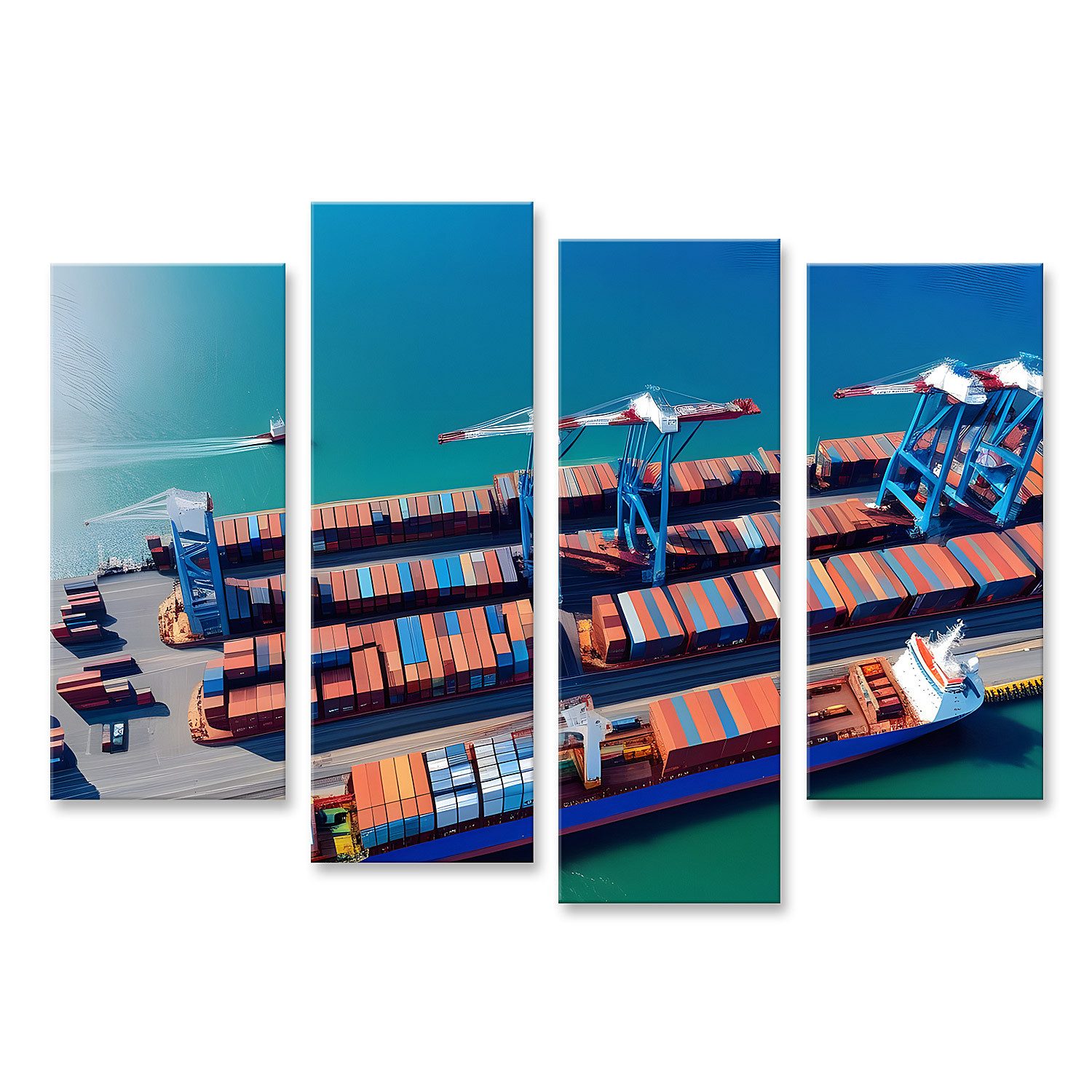 islandburner Leinwandbild Monumentales Wandbild zeigt Frachtschiff beim Containertransport über