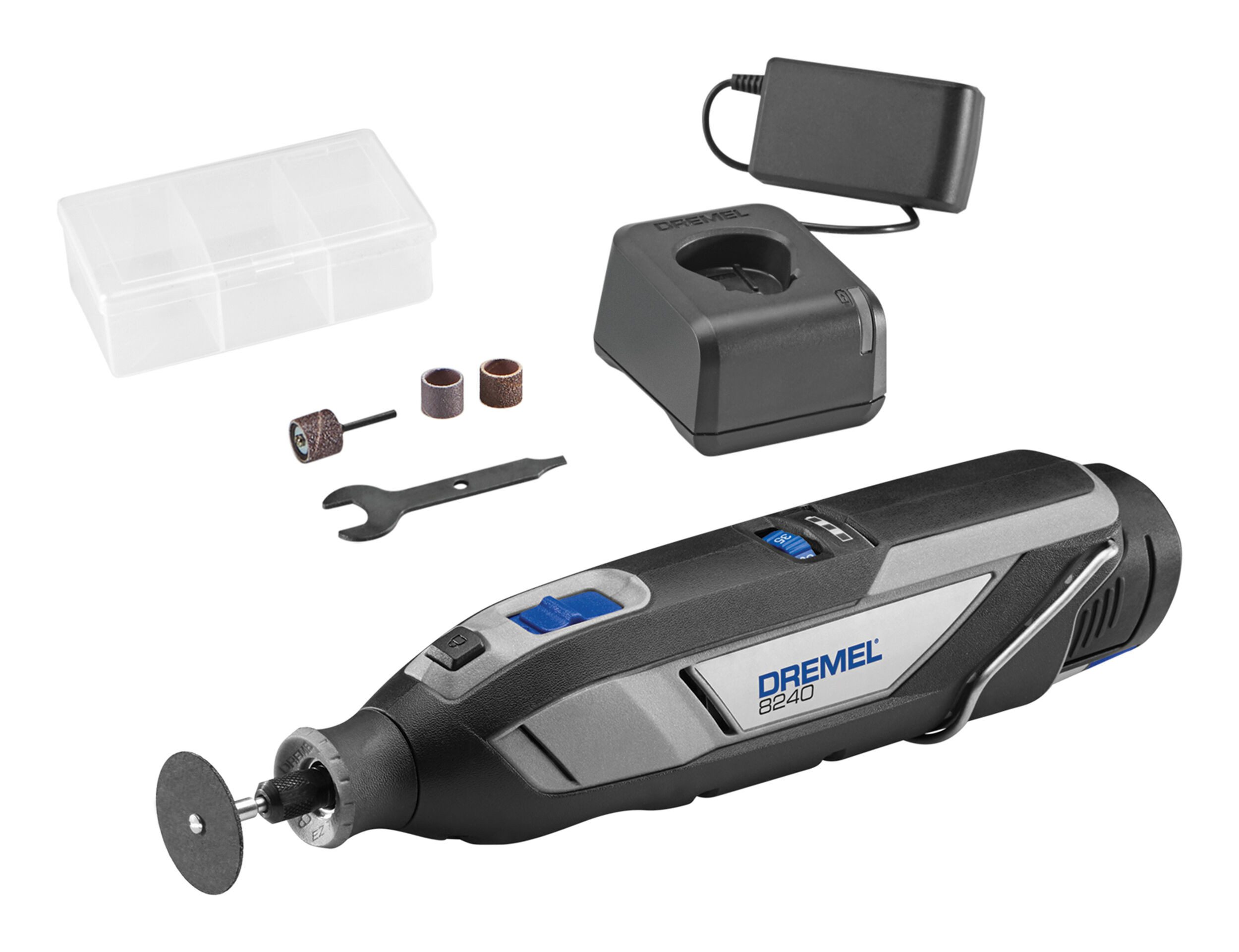 DREMEL Rotationsschleifer, max. 35000 U/min, 8240 Akku-Multifunktionswerkzeug m. 1x Akku 2 Ah u. 5 Zubehöre im