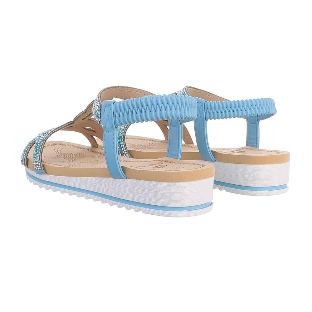 Keilsandaletten Ital-Design Riemchensandalette in Hellblau Damen Freizeit Keilabsatz/Wedge