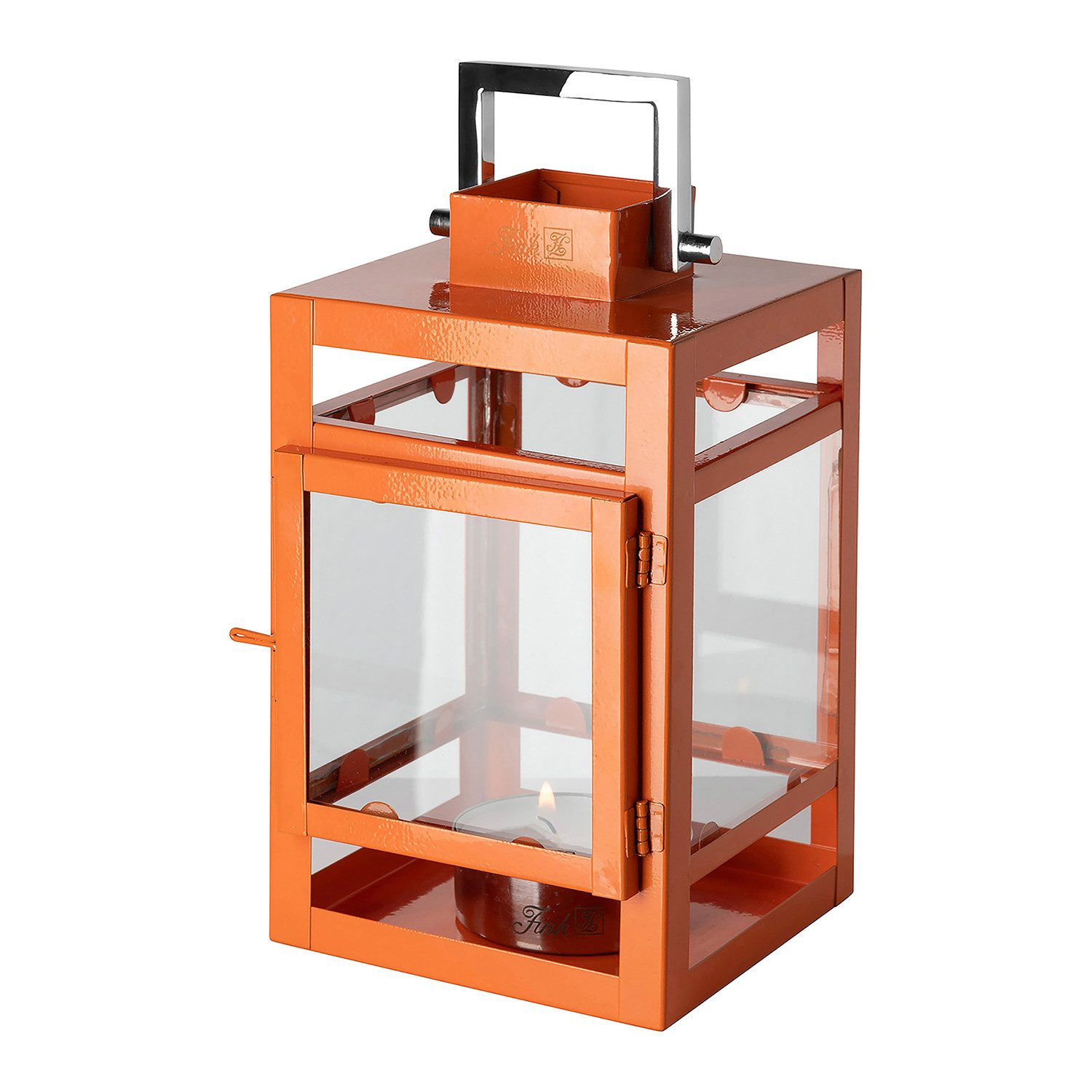 Fink Kerzenlaterne KENIA Laterne - orange - Edelstahl/Eisen/Glas - H. 20cm x B. 12cm (1x Laterne, 1 St., Leuchte - Tischlaterne), Lichtlaterne Lampenhalter - Vi – Bild 4 von 5