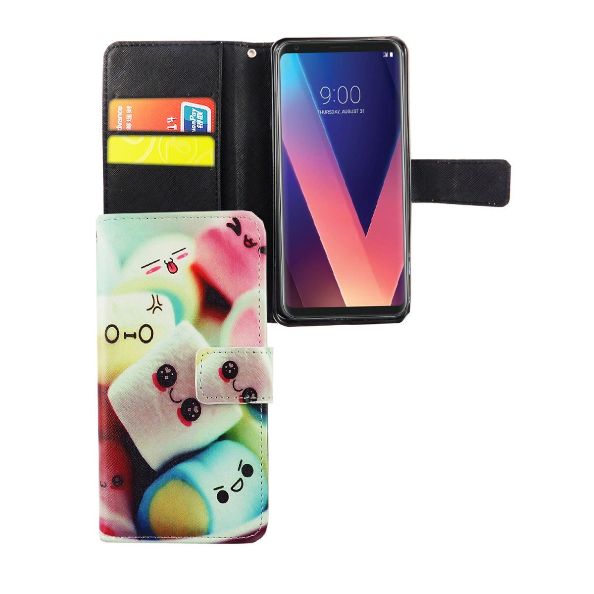 König Design Handyhülle LG V30, LG V30 Handyhülle Bookcover Mehrfarbig