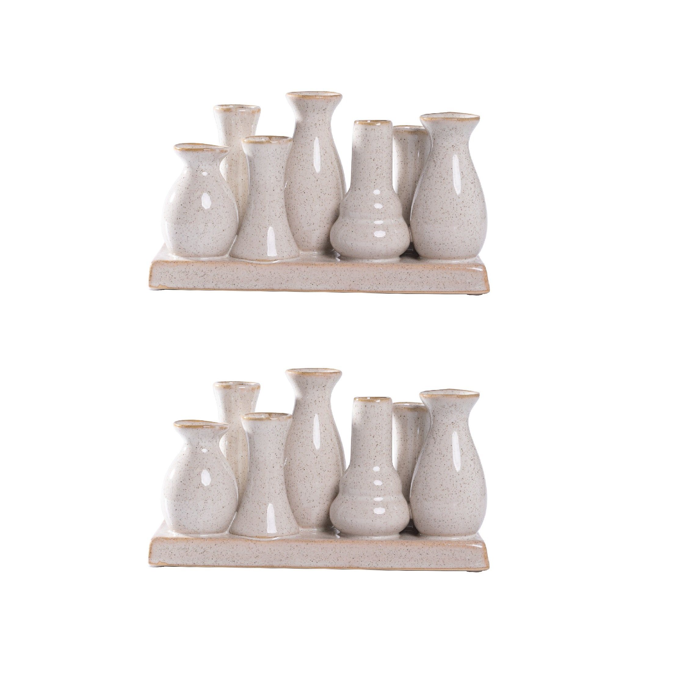 Jinfa Dekovase Jinfa Vasen auf festem Sockel, handgefertigte Blumenvasen, Antik-Weiß 2 Stück (17,09Euro/Stück)