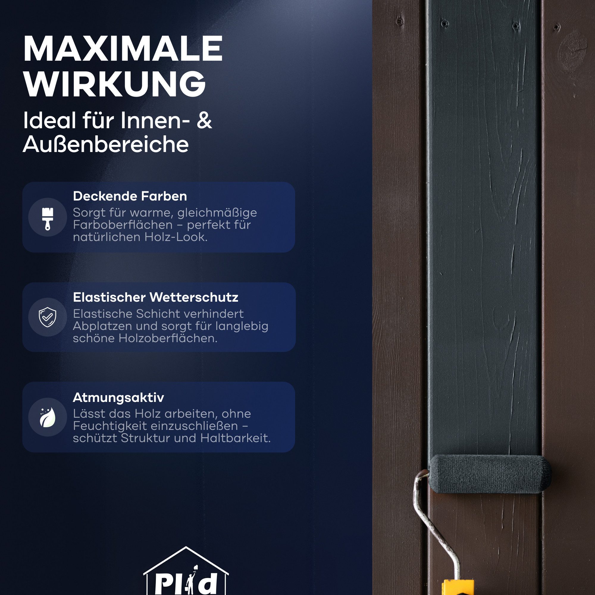 plid Holzlack Holzfarbe Holzlack Schwedenhausfarbe Landhausfarbe Dauerschutzfarbe, Schnelltrocknend, verarbeitungsfertig