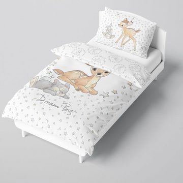 Babybettwäsche Bambi und Klopfer 100x135 + 40x60 cm, 100 % Baumwolle, MTOnlinehandel, Flanell / Biber, 2 teilig, Disney's Rehkitz und Hase für Mädchen und Jungen