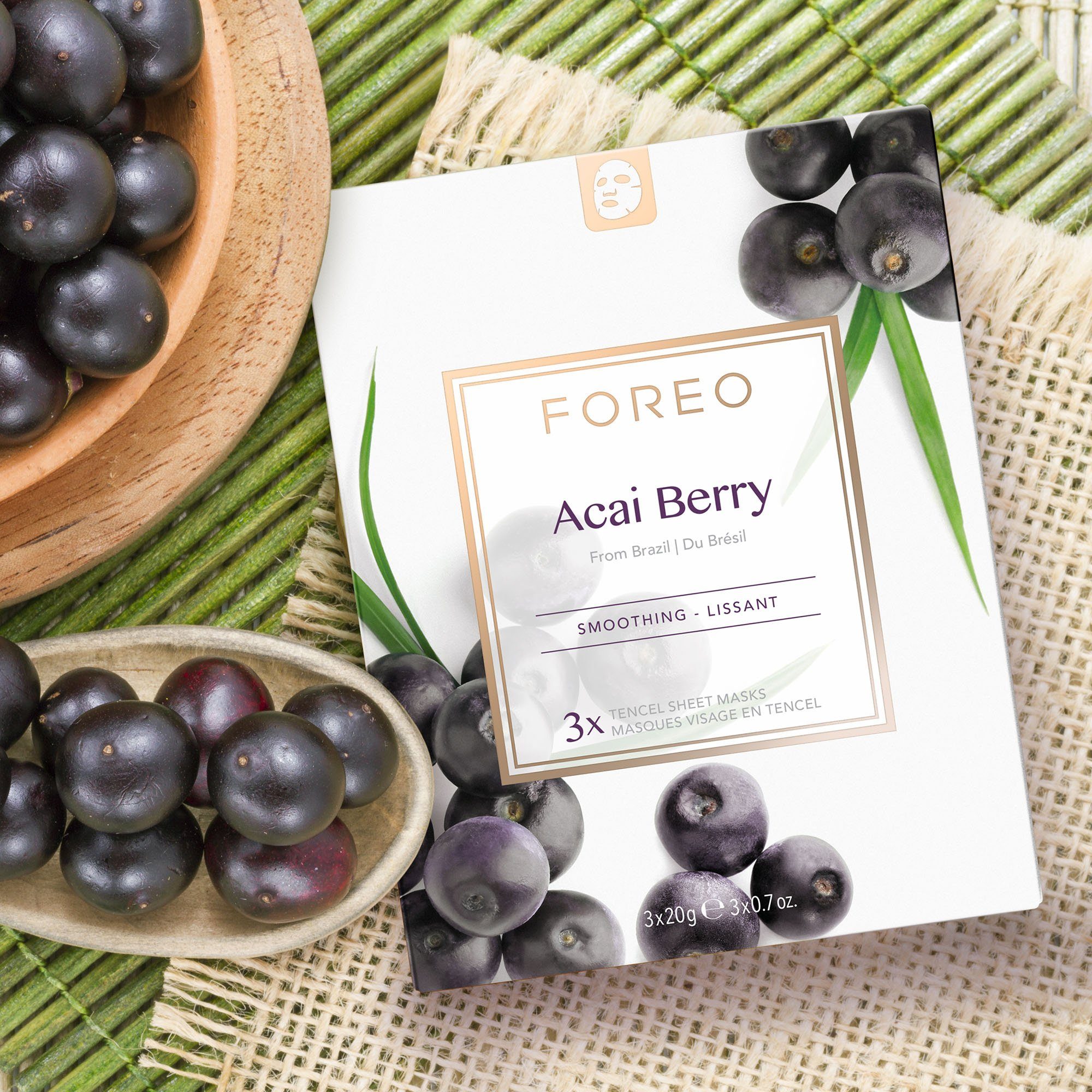 Acai Sheet Berry, 3-tlg. FOREO Masks Gesichtsmaske To Face Collection Farm