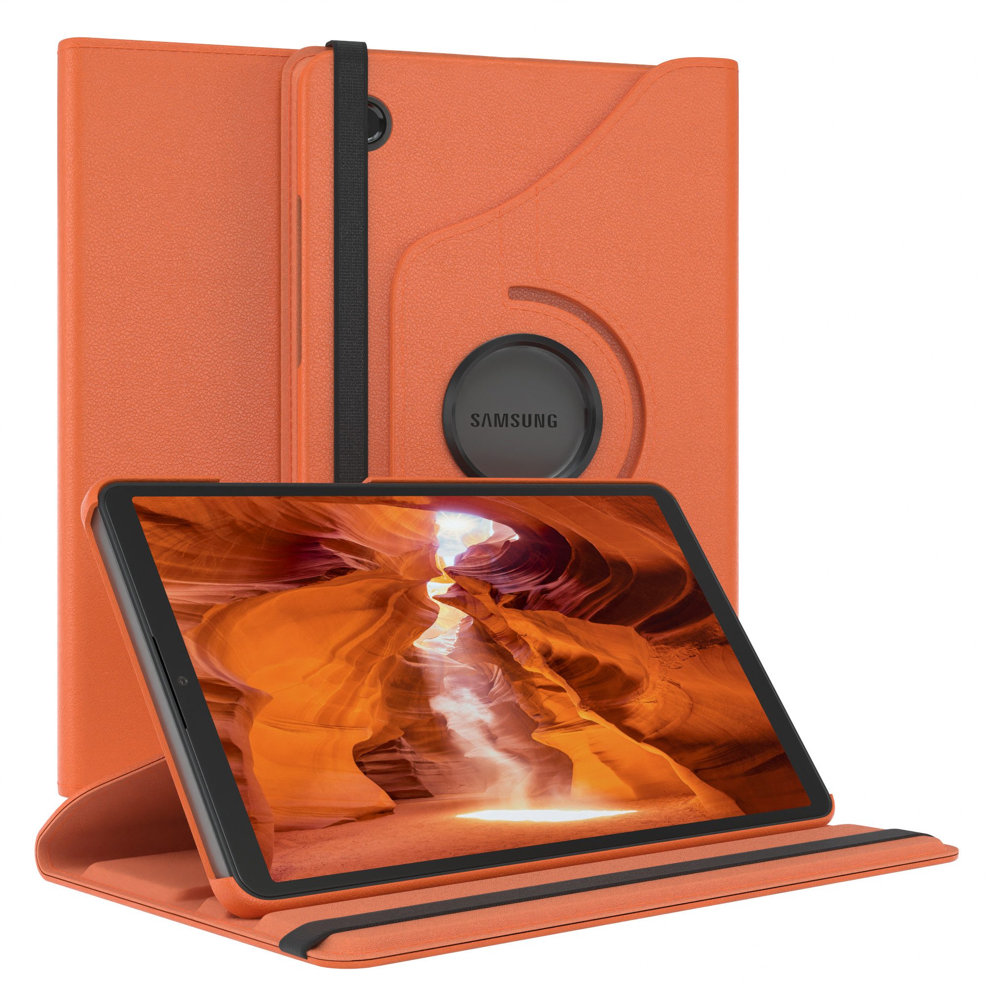 EAZY CASE Tablet-Hülle Rotation Case für Galaxy Tab A9 Rotationcase 8,7 Zoll, Tabletschutz robust magnetisch verstellbar Klappetui mit Deckel Orange
