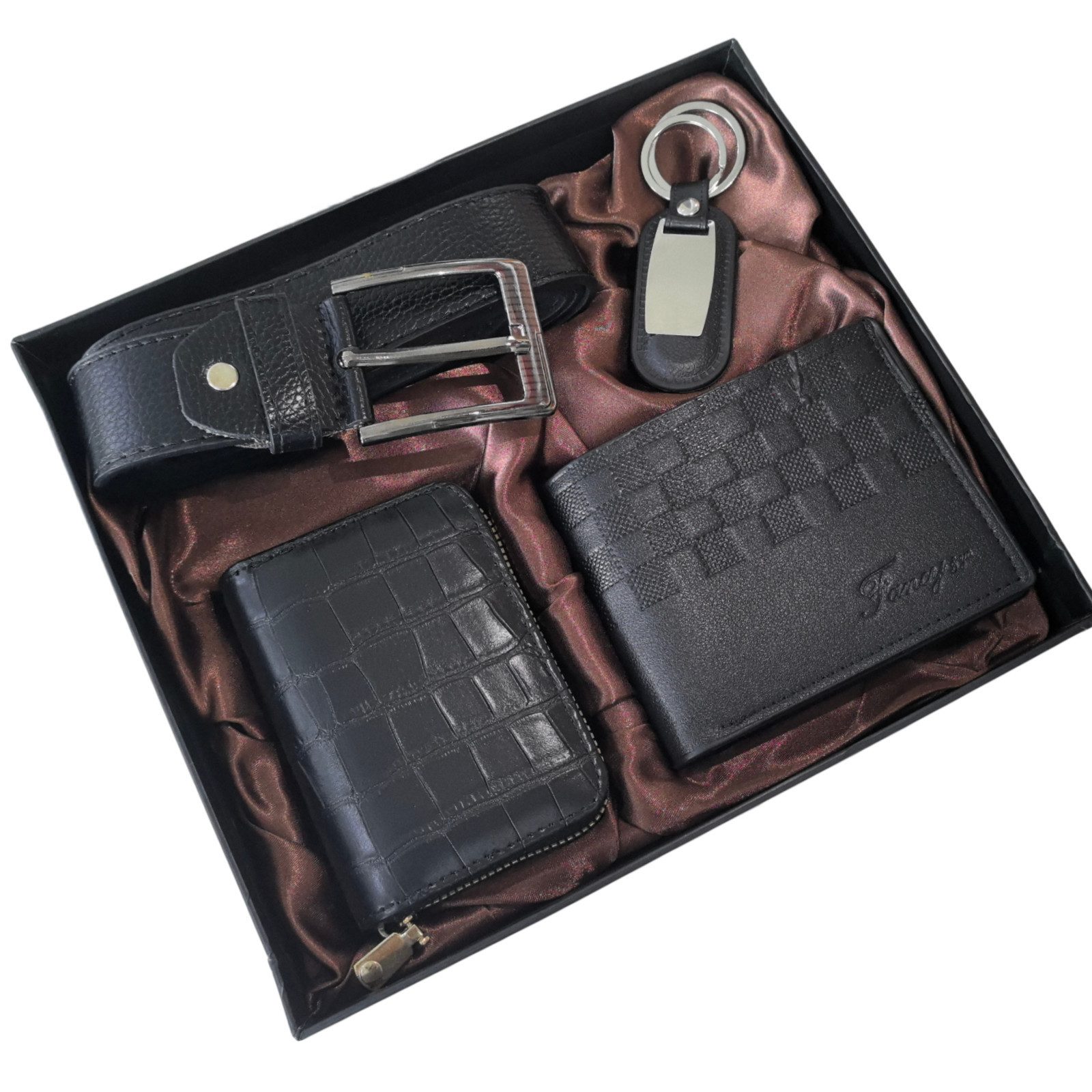 HOMELIVE Geldbörse Geschenkbox Männer Gürtel Kartenhalter Geldbörse Schlüsselanhänger (1-tlg), 4tlg Geschenkbox, Vatertag, Weihnachtsgeschenk, Künstliches Leder