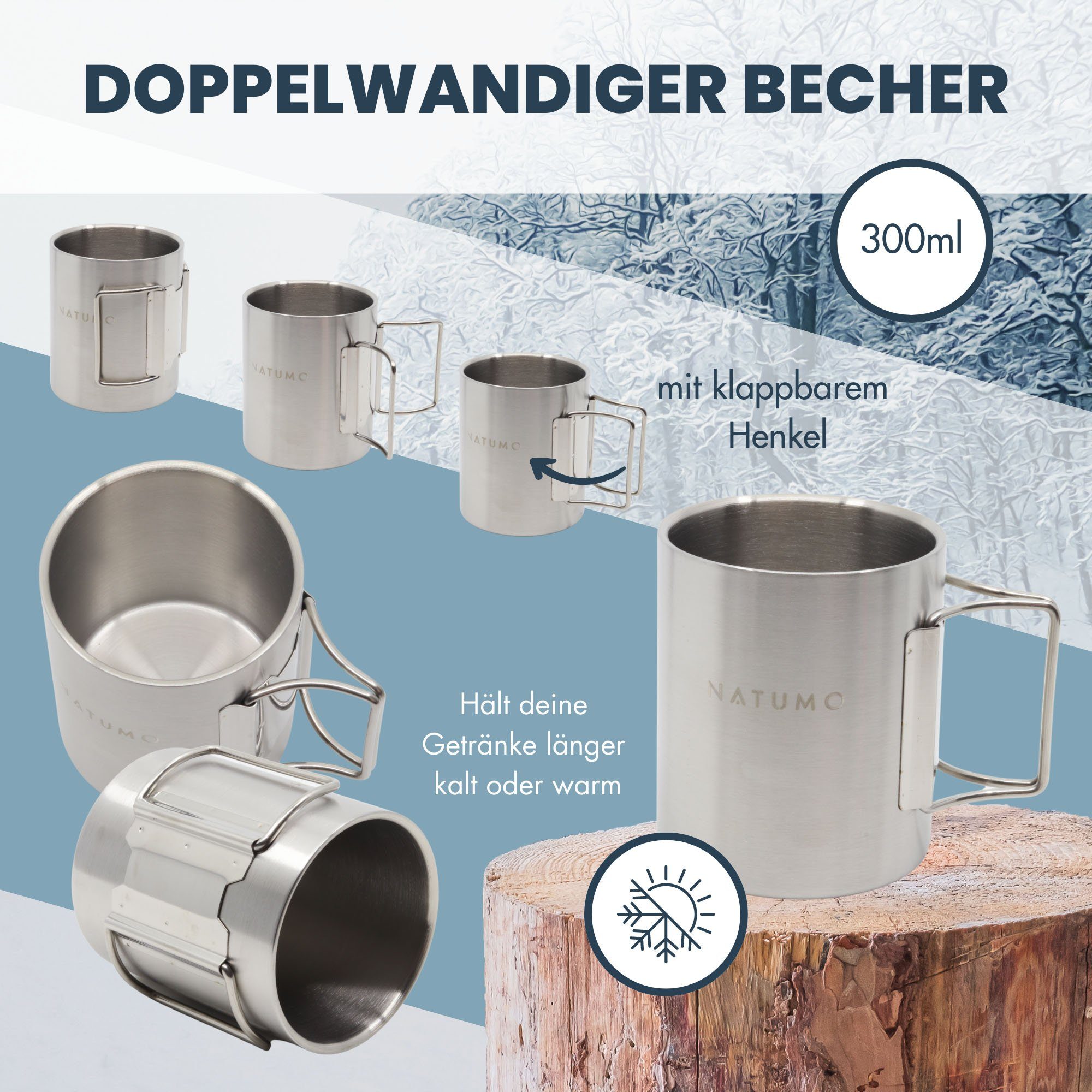 natumo Besteck-Set Camping-Geschirr (10-tlg), Edelstahl