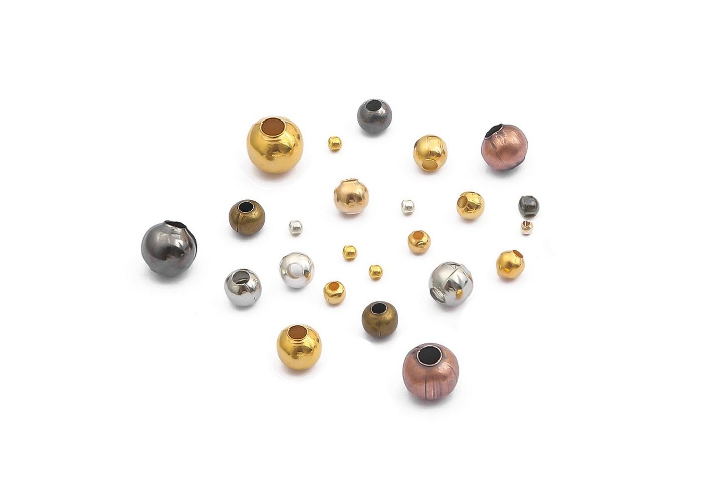 Thumbnail - Kopper-24 Bastelperlen Metall Perlen Großlochperlen 4 mm, ca. 100 Stück, Bronzefarben, (100-tlg)