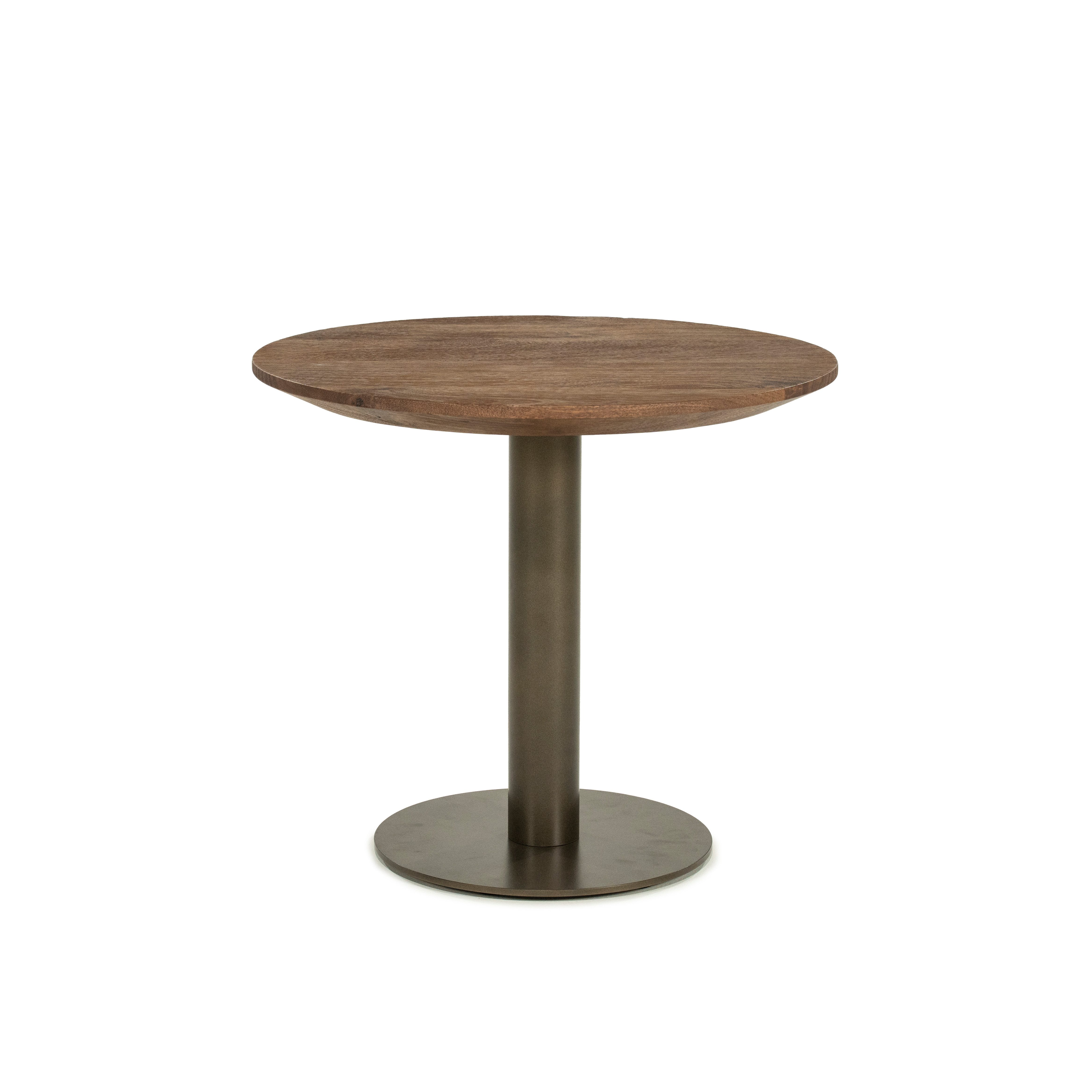 Maison ESTO Couchtisch Lina rund aus Mangoholz Beistelltisch Sofatisch im modernen Design, Zwei Größen zur Auswahl – Erhältlich in Ø 80 × 35 cm oder Ø 50 × 44 cm