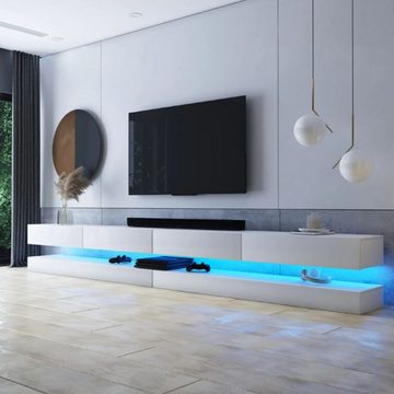 DB-Möbel Lowboard TV-Lowboard Space Double Weiß mit LED-Beleuchtung 2x140 cm breit