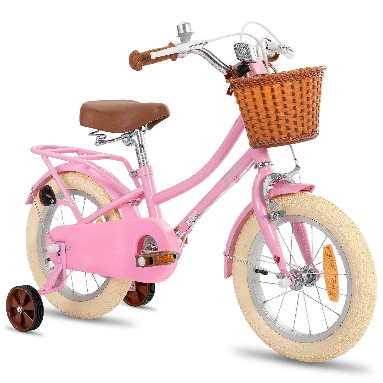 JOYSTAR Kinderfahrrad 12 14 16 18 Zoll fahrrad für 2-9 Jahre alte Mädchen & Jungen, mit Kotflügel, Stützrädern, Korb, Gepäckträger, Kettenabdeckung