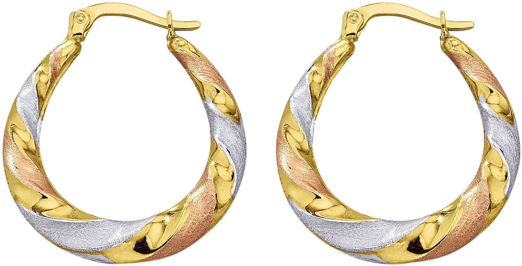 Firetti Paar Creolen Schmuck Geschenk Gold 375 Ohrschmuck Ohrringe Tricolor – Bild 2 von 3