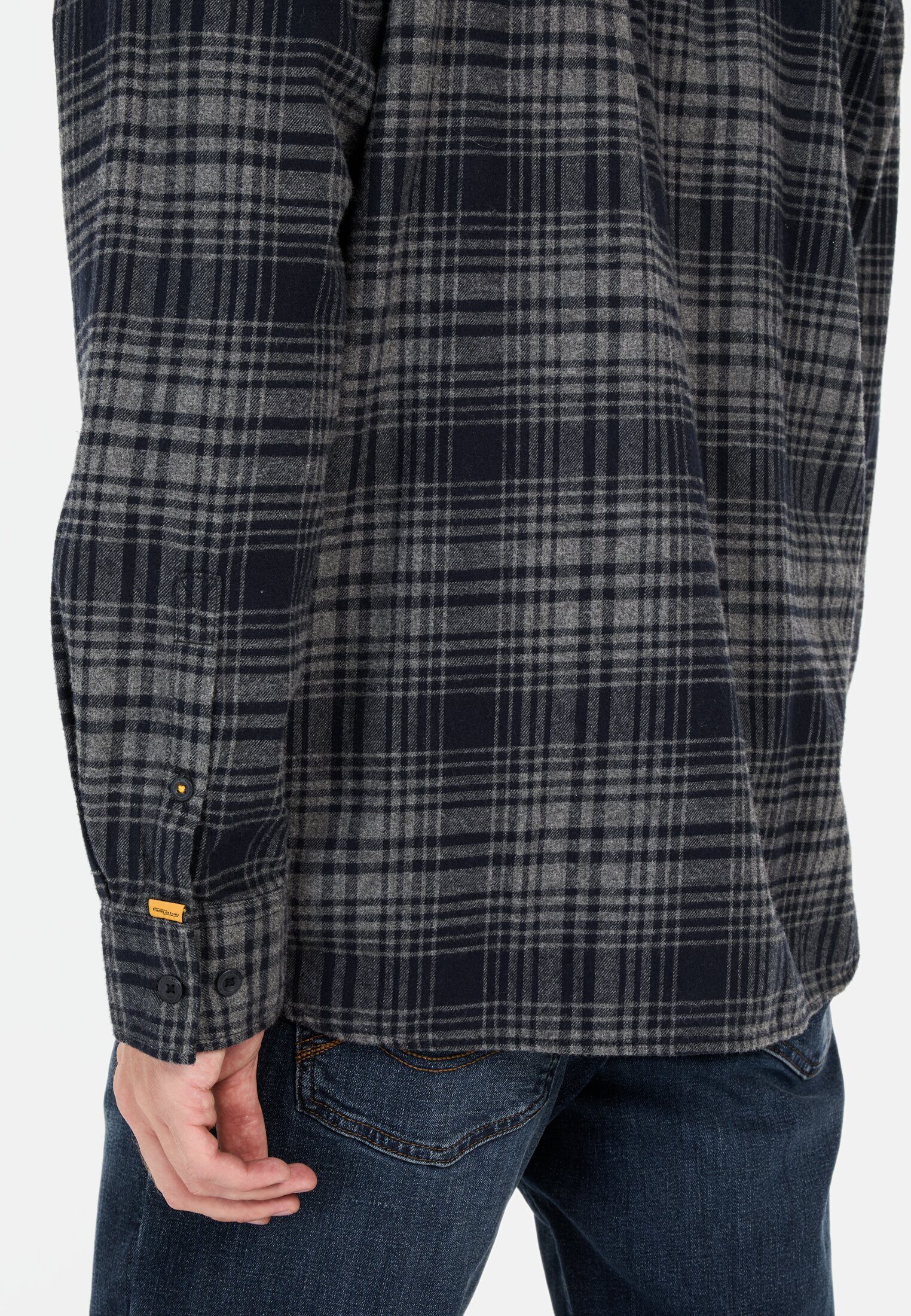 camel active Langarmhemd Langarmhemd mit Karomuster Langarm Button-Down