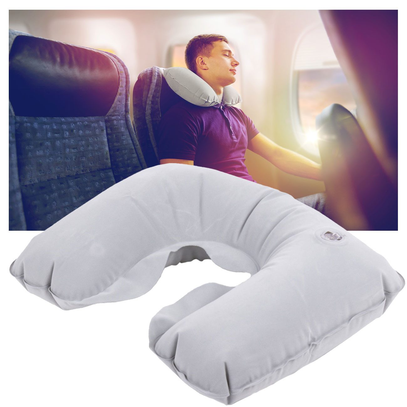 BENSON CARE Nackenkissen Aufblasbares Nackenkissen Hufeisenform Nacken- & Schulterstütze Reise, 1-tlg., 1er/2er-Set, Reisekissen ergonomisch platzsparend, Ideal für Zug Bus Flugreise Auto