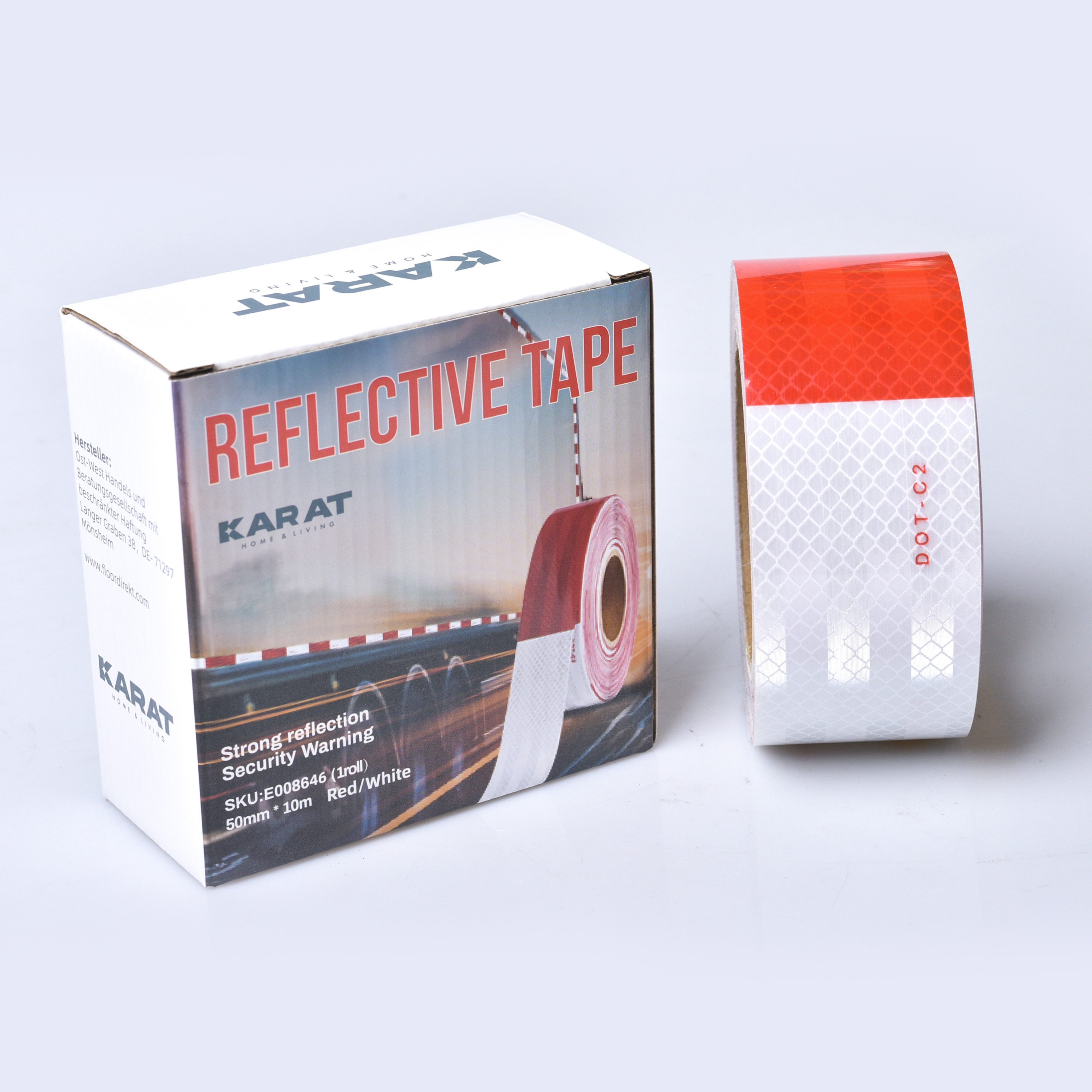 Karat Reflektorband Reflektierendes Klebeband, Selbstklebend & Wasserdicht, 5 cm x 10 m
