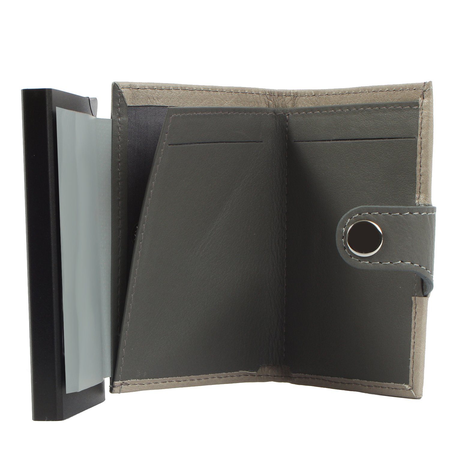 Geldbörse aus single Upcycling leather, Leder Mini darkbrown noonyu Margelisch Kreditkartenbörse
