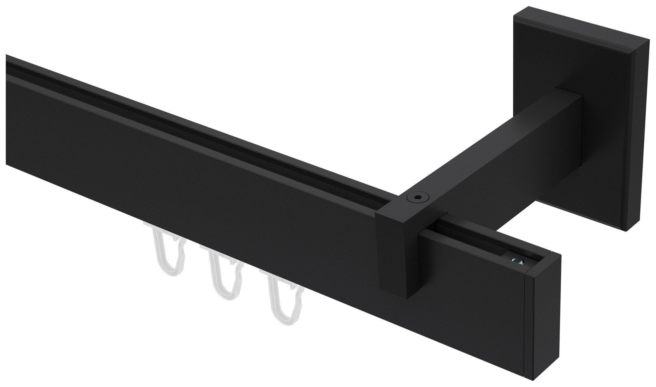 INTERDECO Innenlaufschiene Smartline Paxo, 1-läufig, Fixmaß, kürzbar, Wandmontage, Aluminium, Schwarz, 14x35