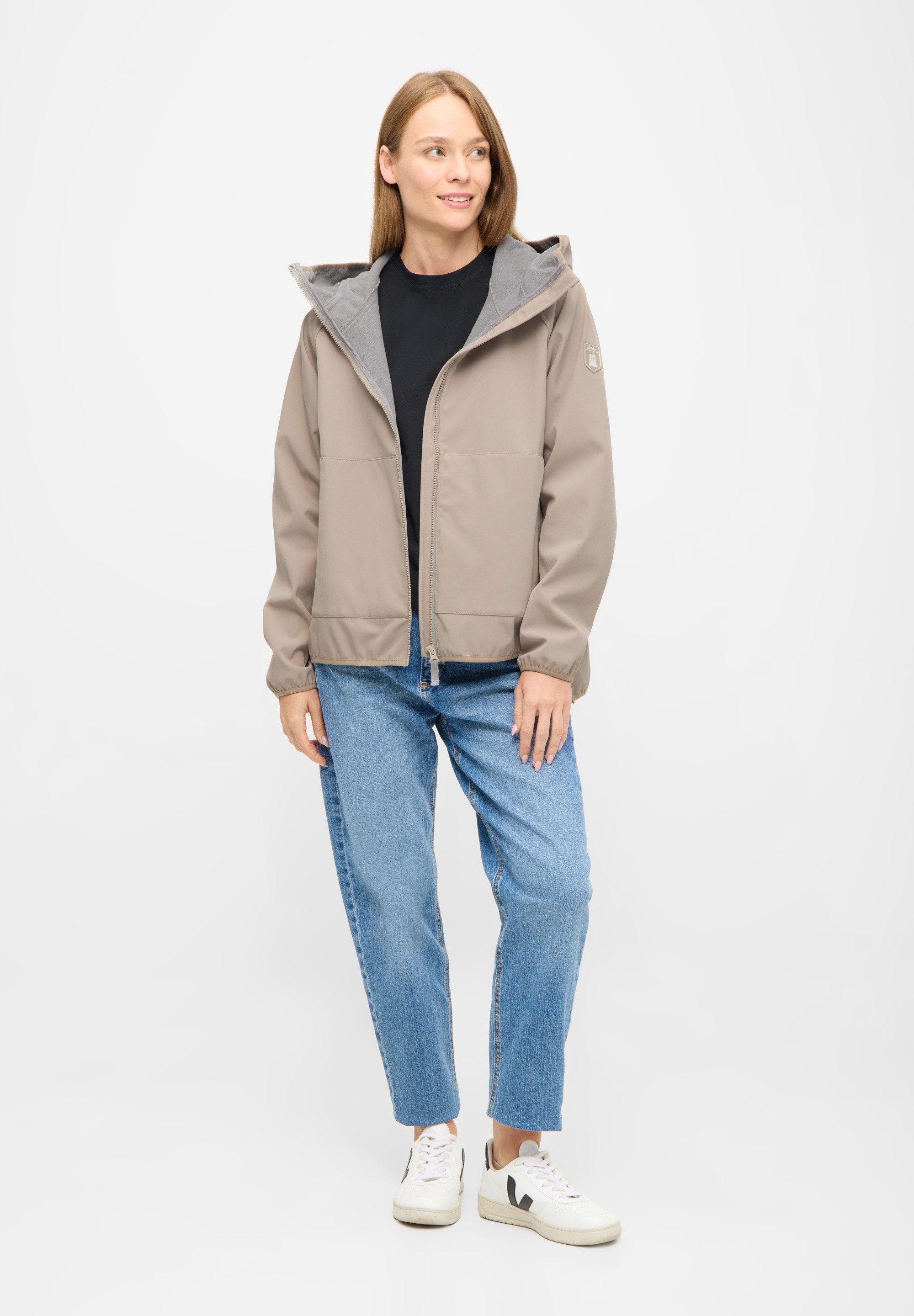 Derbe Softshelljacke Peutby wasserabweisend, winddicht, Kapuze
