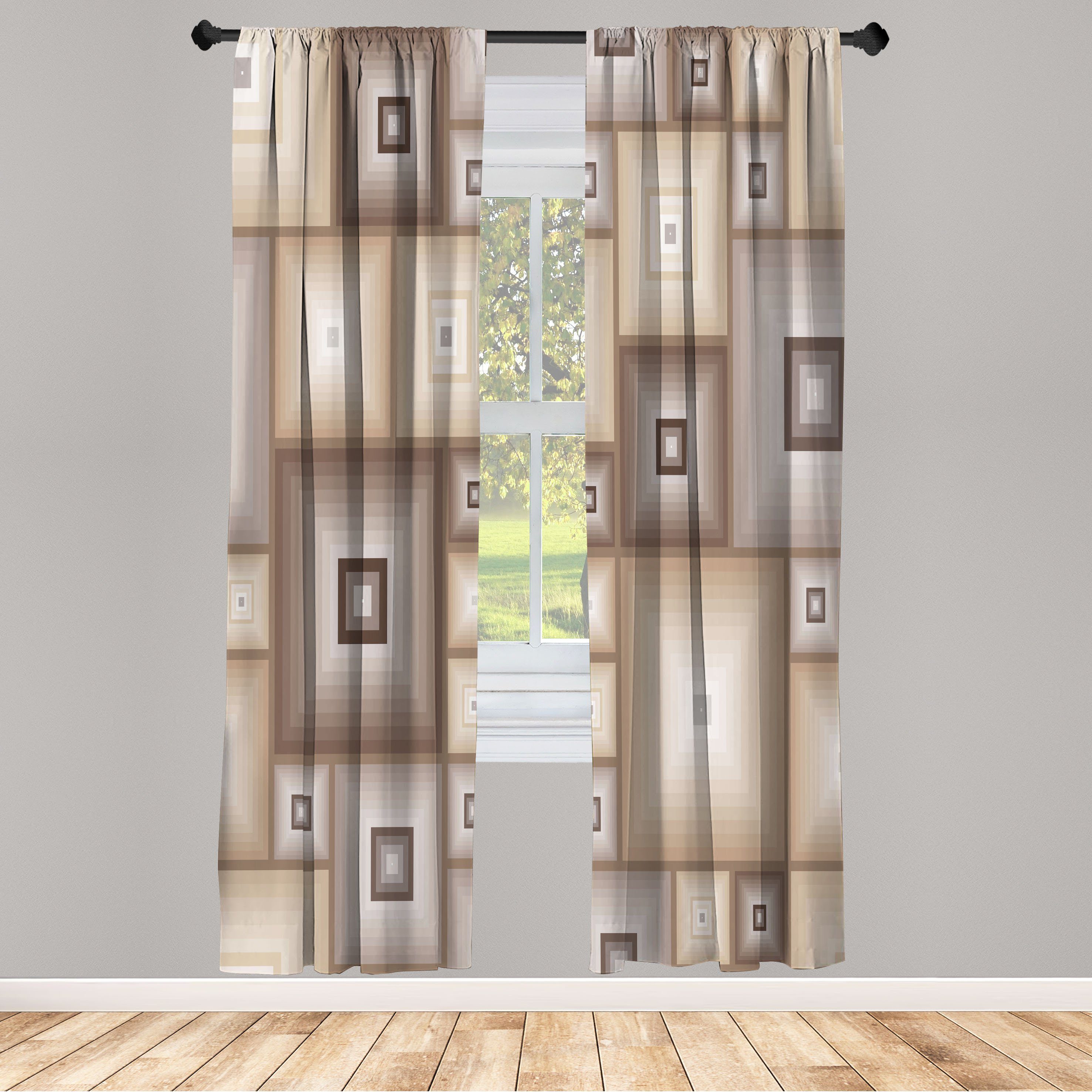 Gardine Vorhang für Wohnzimmer Schlafzimmer Dekor, Abakuhaus, Microfaser, Jahrgang Cubic-Platz Retro-Form