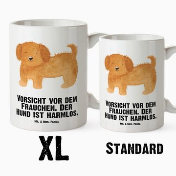 Mr. & Mrs. Panda Tasse Hund Flauschig - Weiß - Geschenk, Frauchen, XL Becher, Sprüche, Jumbo, XL Tasse Keramik, Großes Füllvolumen