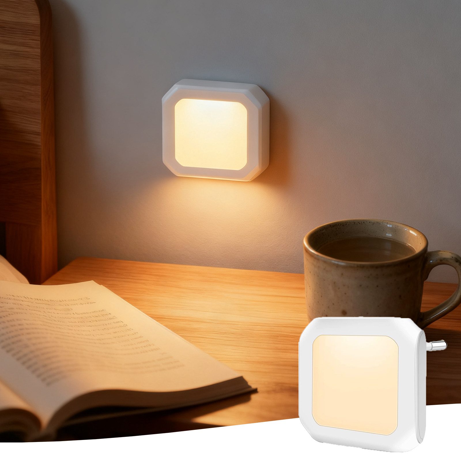 MUPOO LED Steckdosenleuchte LED Nachtlicht,LED-Schrankleuchte,LED Nachtlampe,Plug-in Dimmbar, Warmweiß, 1 Stk, Automatischer Dämmerungssensor,für Baby,Kinder Schlafzimmer