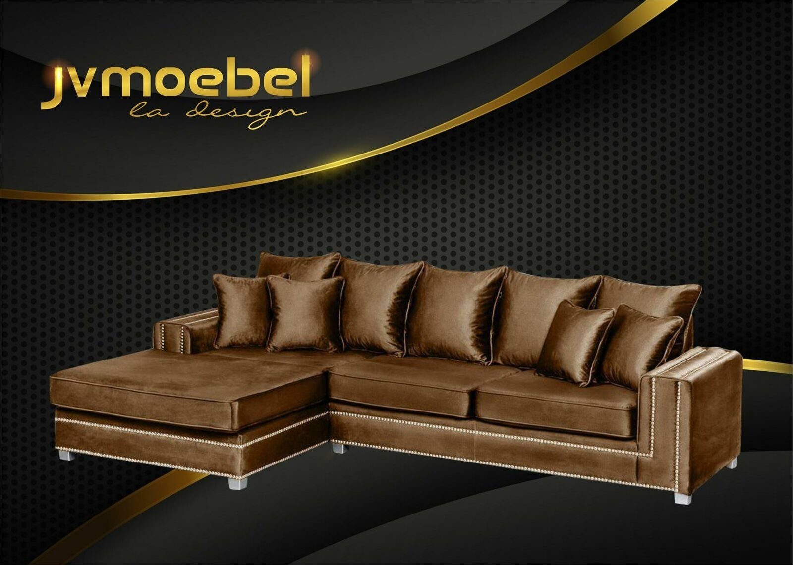 JVmoebel Ecksofa, Ecksofa L-form Textil Design Wohnlandschaft Braun Couch Luxus Polster