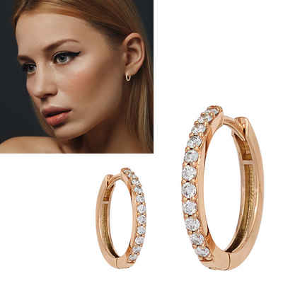 Erario D'Or Paar Серьги-кольца Klappcreolen 16,5mm 14Kt Roségold Diamanten