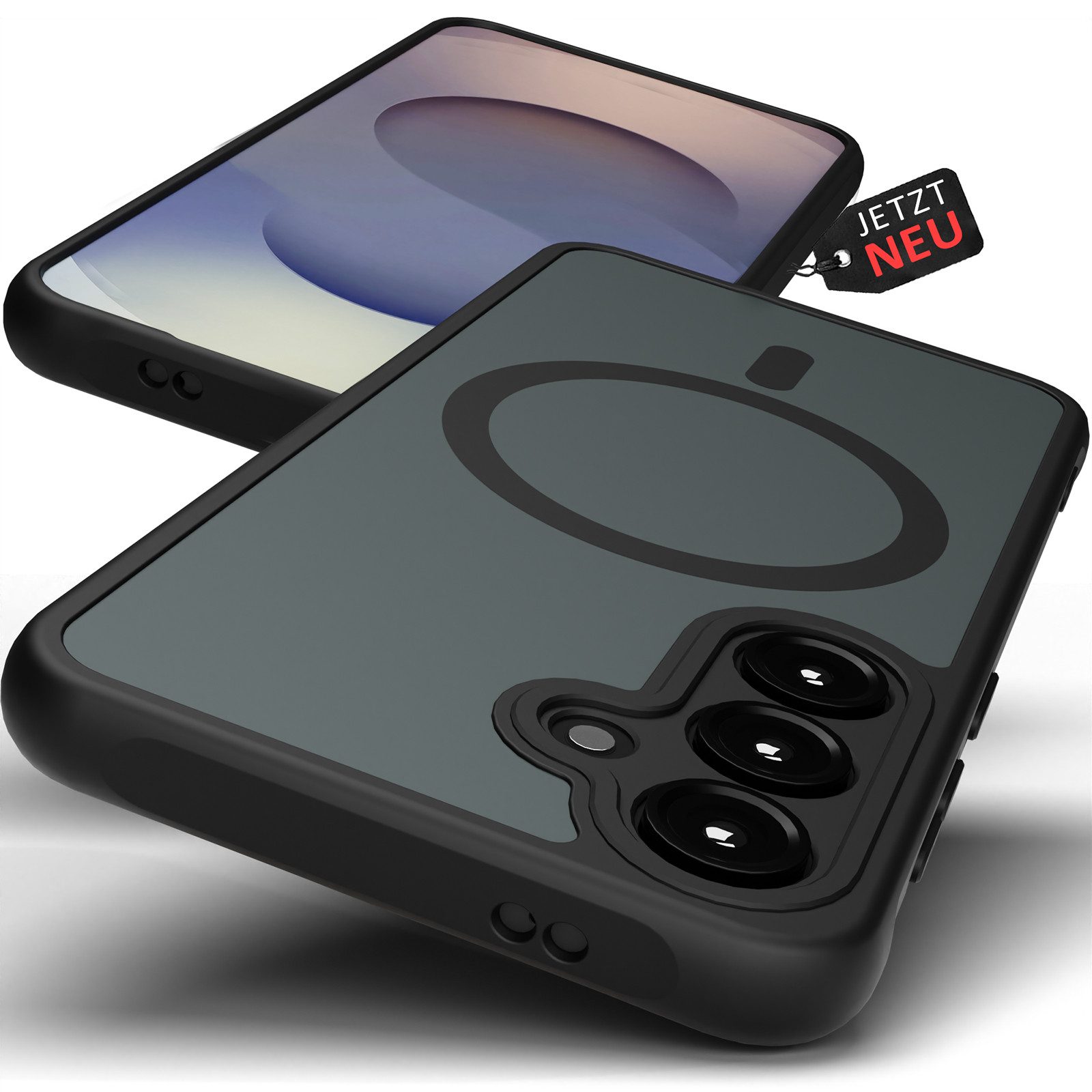 GreenHec Handyhülle Hülle Samsung S25 S24 S23 S22 MagSafe Case Schwarz Magnet Cover Schutz, Cover Magnet Hülle Samsung Ultra Plus EDGE Ring HandyHülle