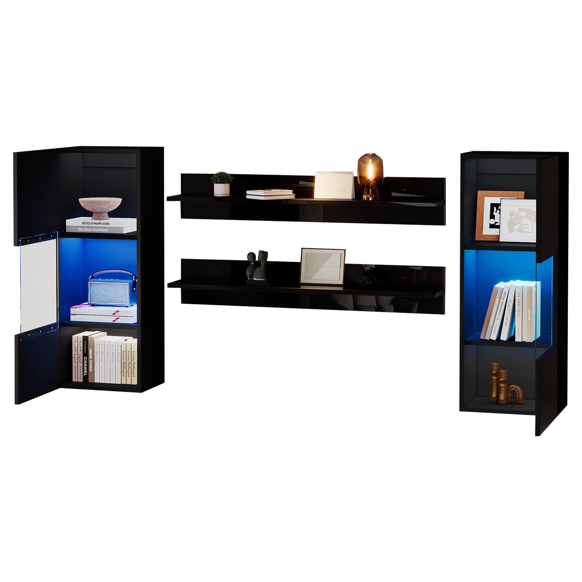 MODFU Wandregal TV-Wandschrank-Set, TV-Schrank-Set 4-tlg., Smarte APP-geste günstig online kaufen