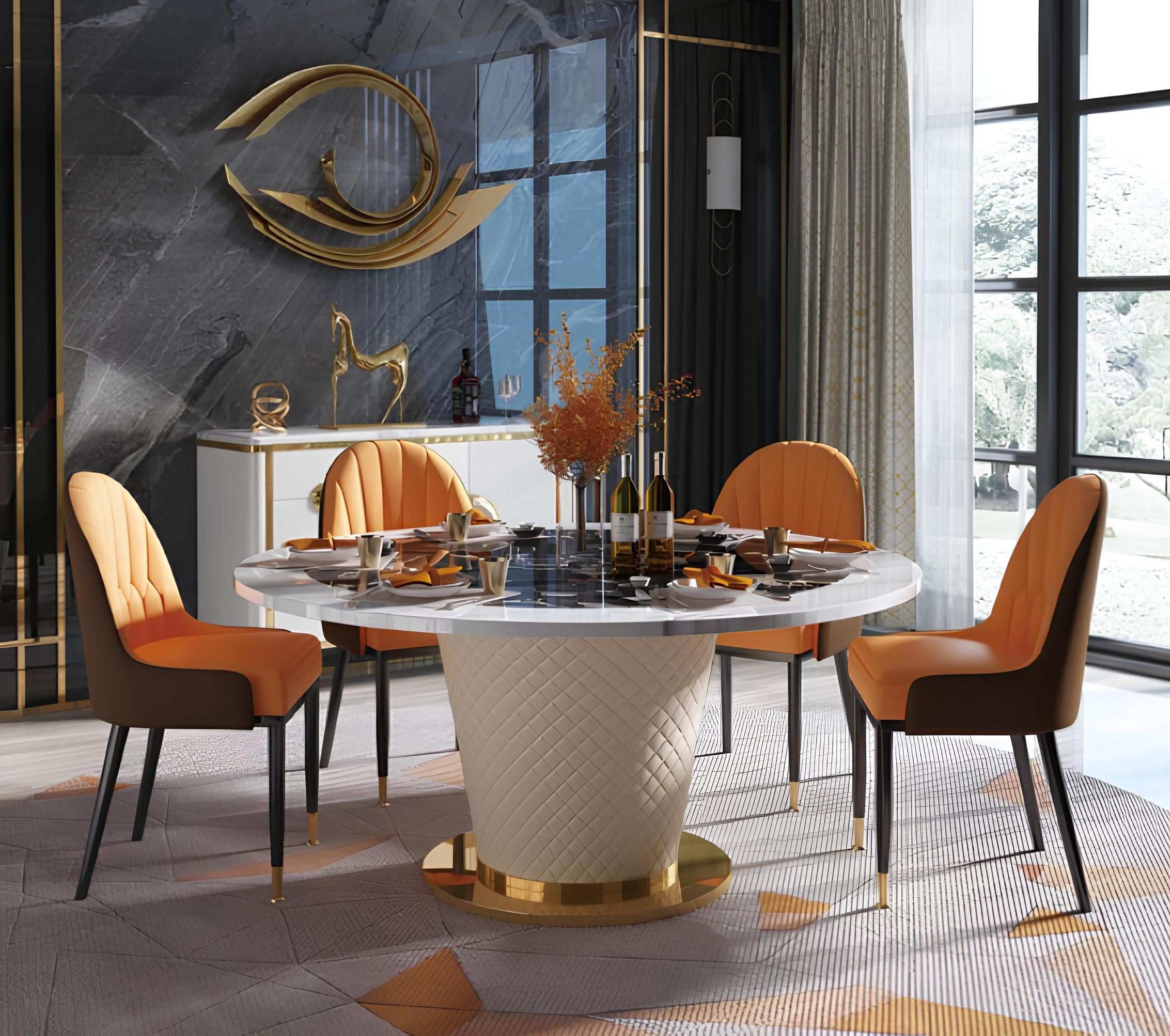 Xlmoebel Essgruppe Neu 4 Stühle und Tisch Set mit Designer-Esszimmerstühlen, Hergestellt in Europa