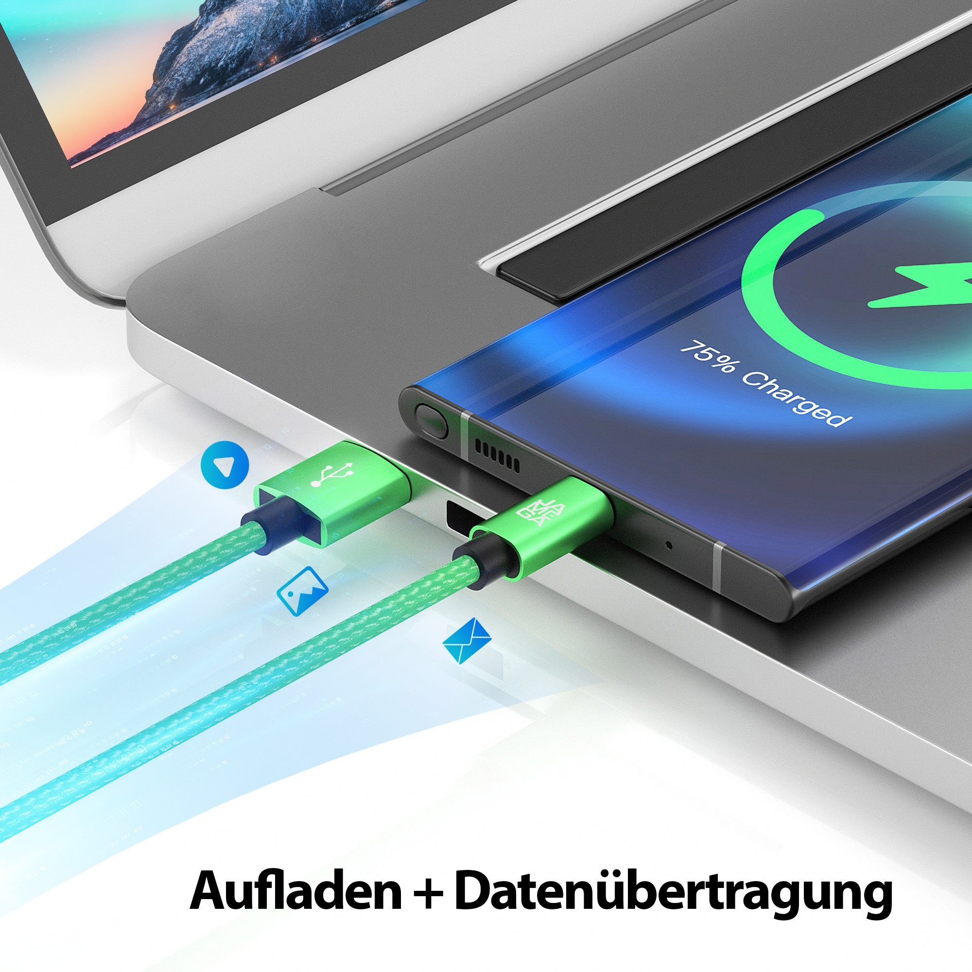 JAMEGA USB-C Datenkabel Ladekabel für Samsung Apple iPhone Huawei Xiaomi uvm. USB-Kabel, USB Typ A, USB Typ C, (50 cm)