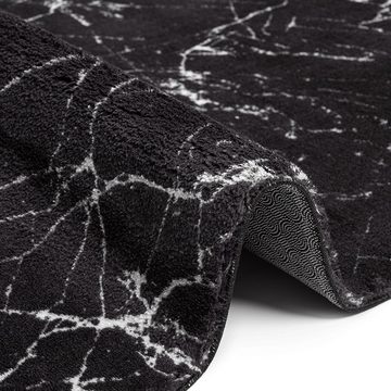 Teppich Marmor Teppich Abstrakt in schwarz, TeppichHome24, rechteckig