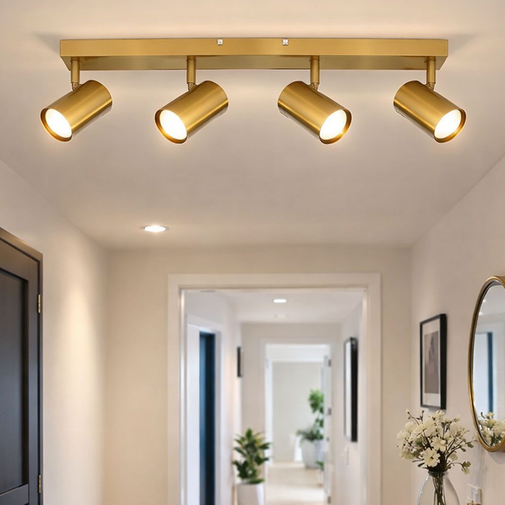 GLOBO LIGHTING Deckenleuchte, Leuchtmittel nicht inklusive, Deckenleuchte Spotleuchte Deckenlampe Metall Gold schwenkbar 4x GU10