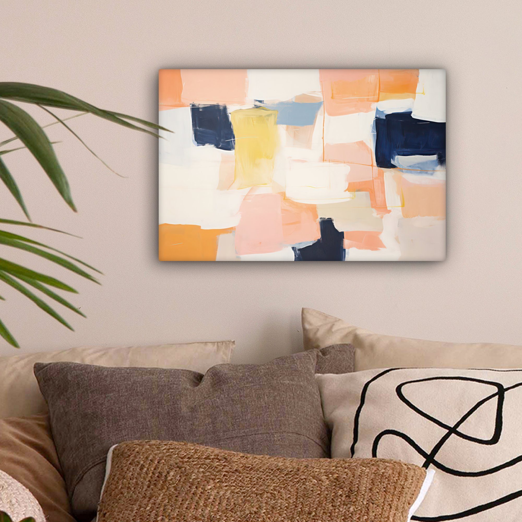 - St), Abstrakt Wandbild cm - Wanddeko, Leinwandbilder, (1 Rosa Leinwandbild Aufhängefertig, - 30x20 Pastell, OneMillionCanvasses® Kunst