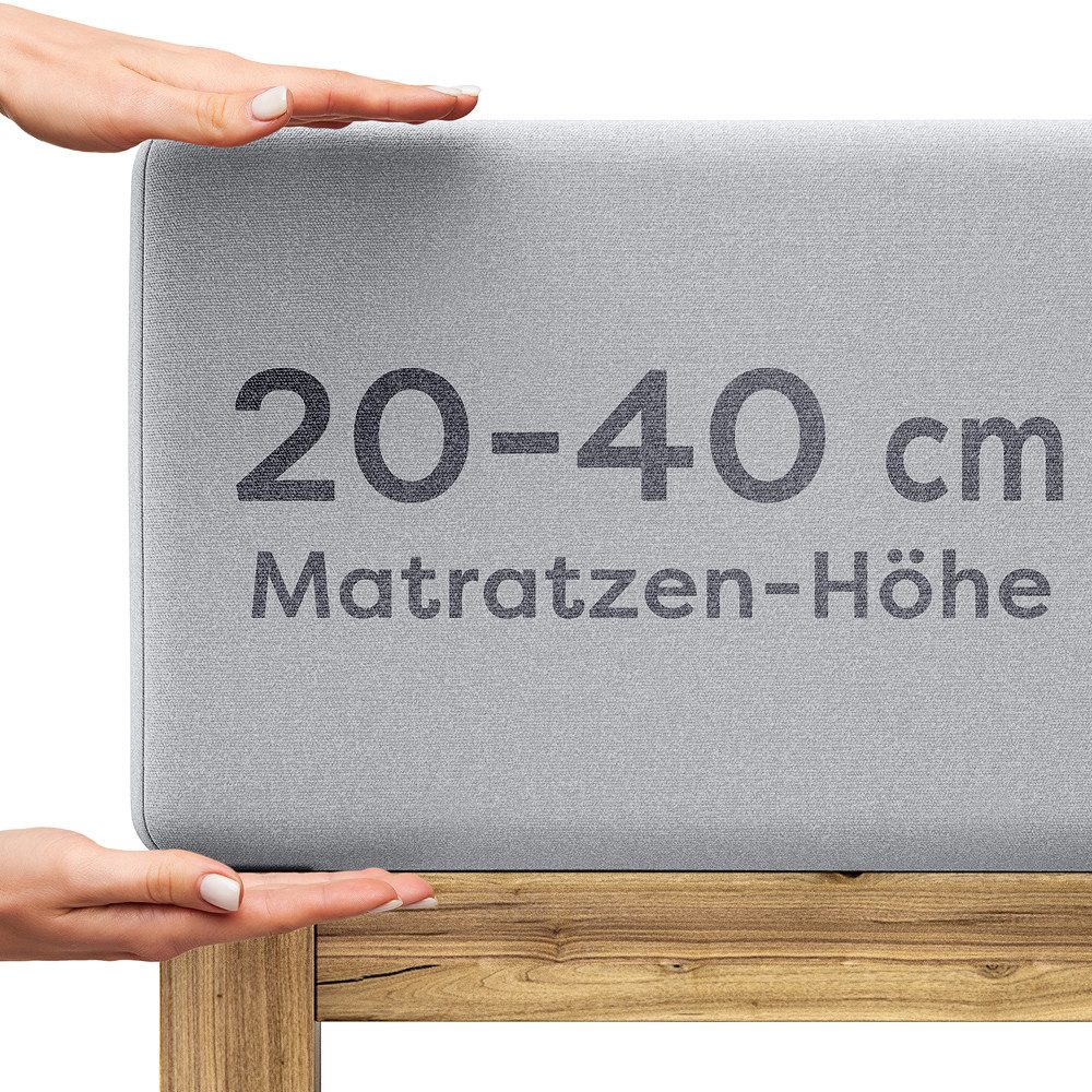 Wolkenfeld Spannbettlaken Boxspringbett Bettlaken - Spannbetttuch für Matratzen bis 40cm, Jersey, Gummizug: rundum, (1 Stück), Elastisch & Rutschfest: 90x200, 140x200, 160x200, 180x200 & Übergrößen