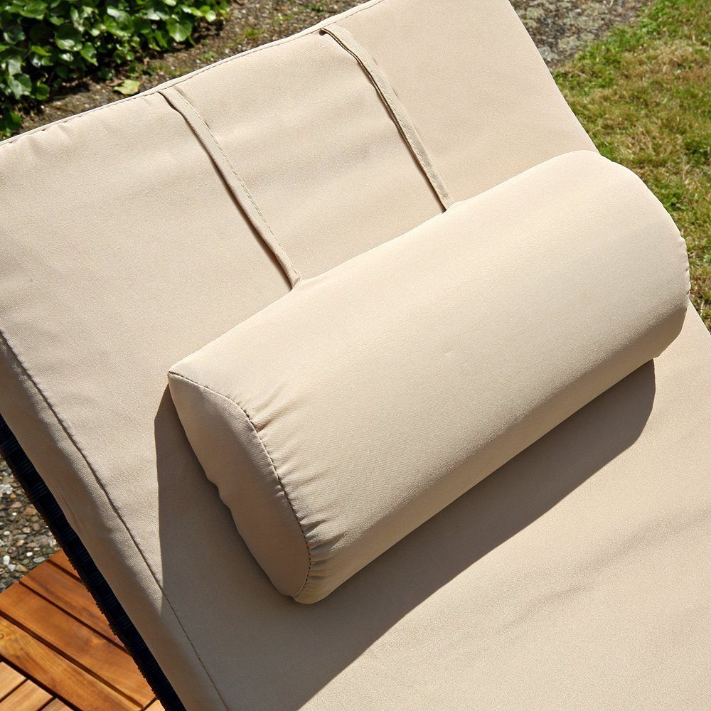 Melko Gartenliege Sonnenliege Gartenliege Polyrattan inkl. Kissen&Kopfstütze Saunaliege, Stück, Liege, Mehrfach verstellbar