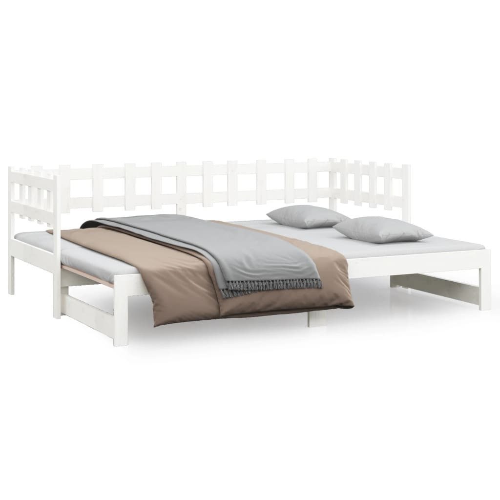 vidaXL Ausziehbett, Tagesbett Ausziehbar Weiß 2x(90x190) cm Massivholz Kiefer