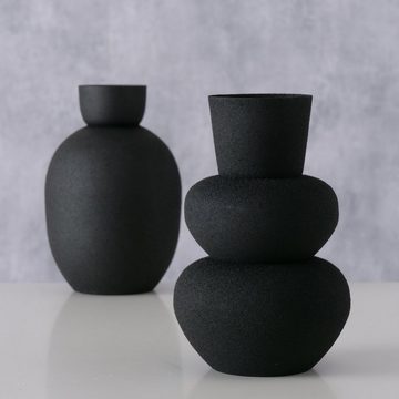 BOLTZE Dekovase 2er Set "Maynar" aus Eisen in schwarz, Vase Blumenvase