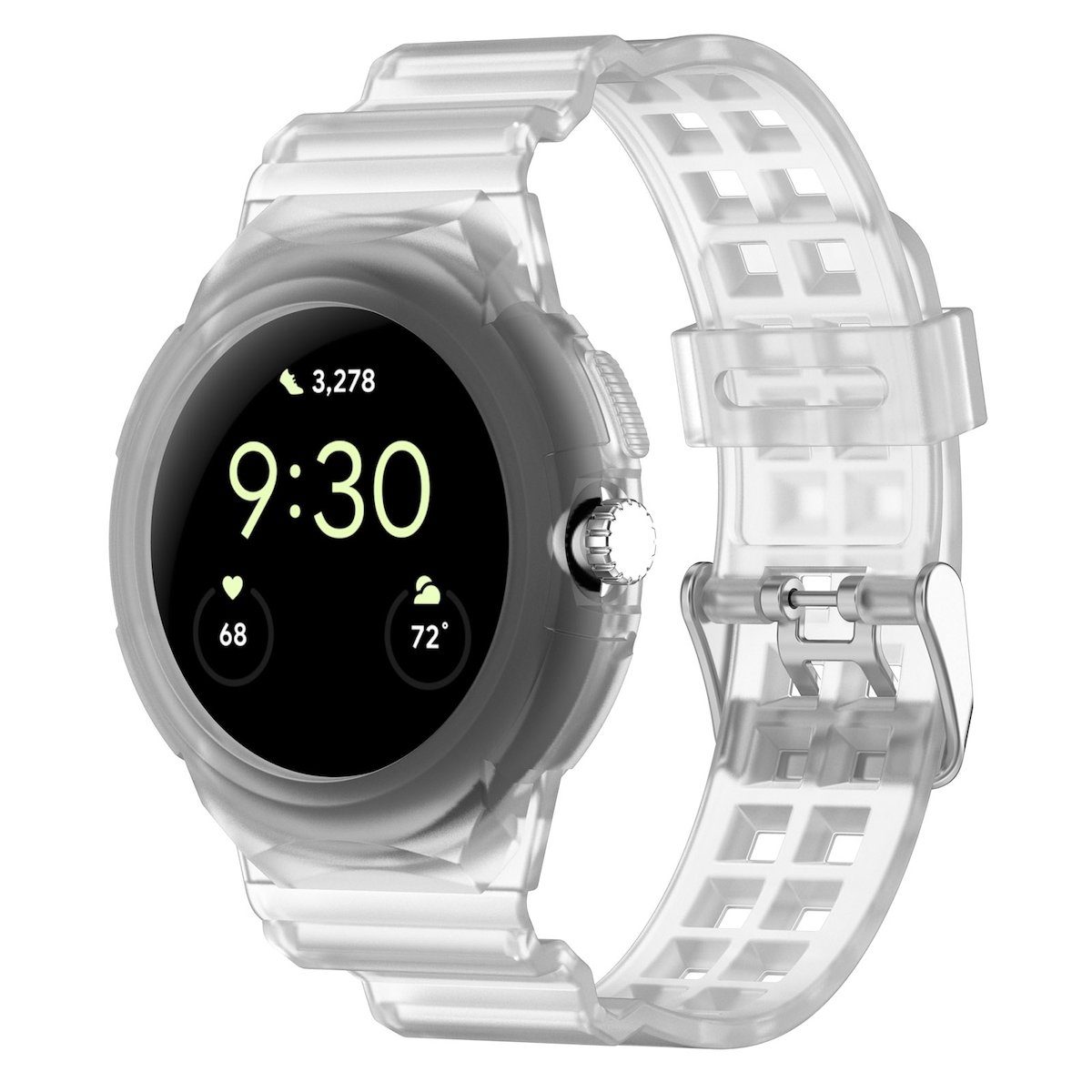 Wigento Smartwatch-Armband Gehäuse Silikon 1 2 Für Transparent Google Armband + Pixel mit Watch