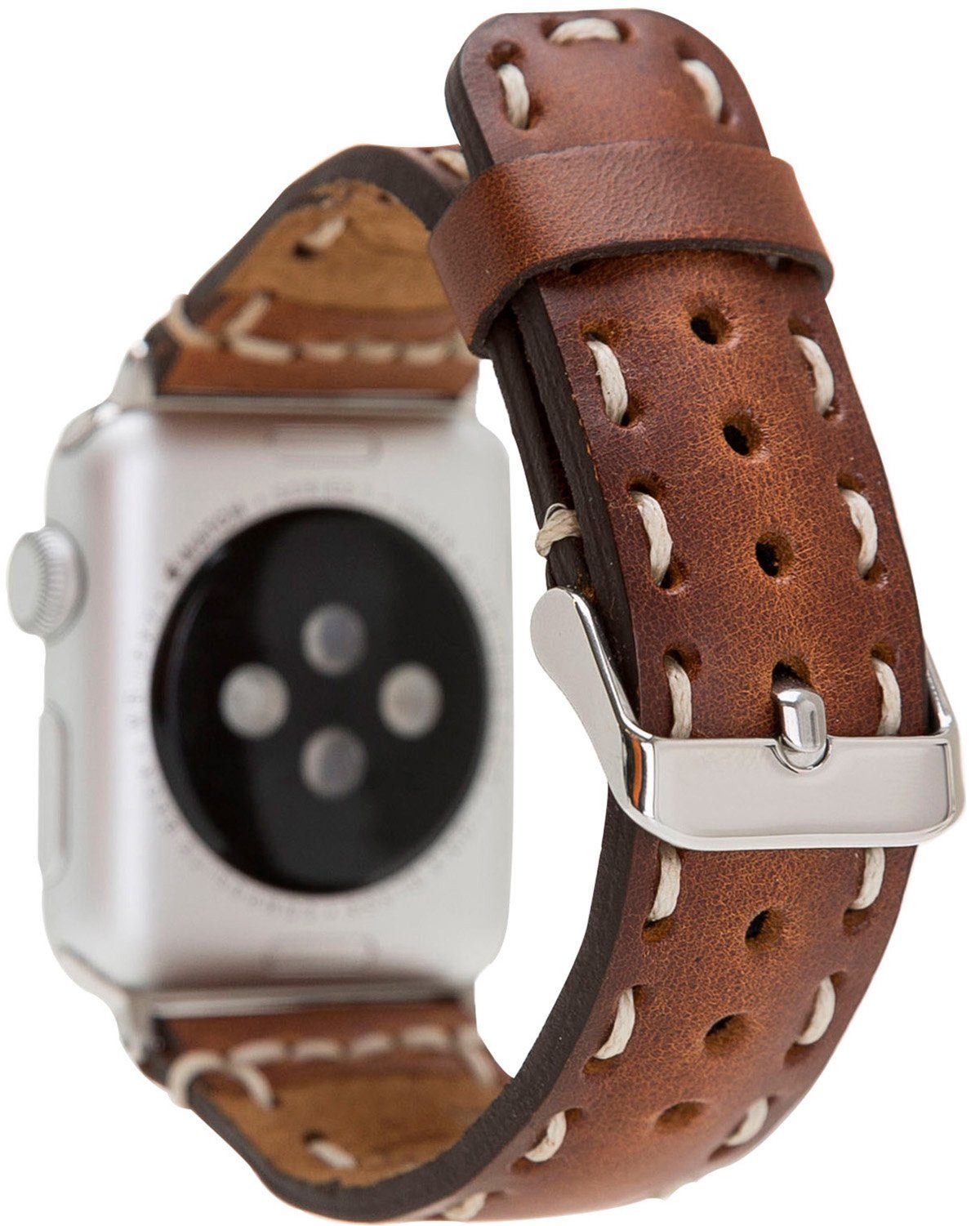 Burkley Smartwatch-Armband Vintage Series Watch mit Armband, Leder in 42/44/45mm 1-8 für kompatibel Watch Sattelbraun Apple Apple