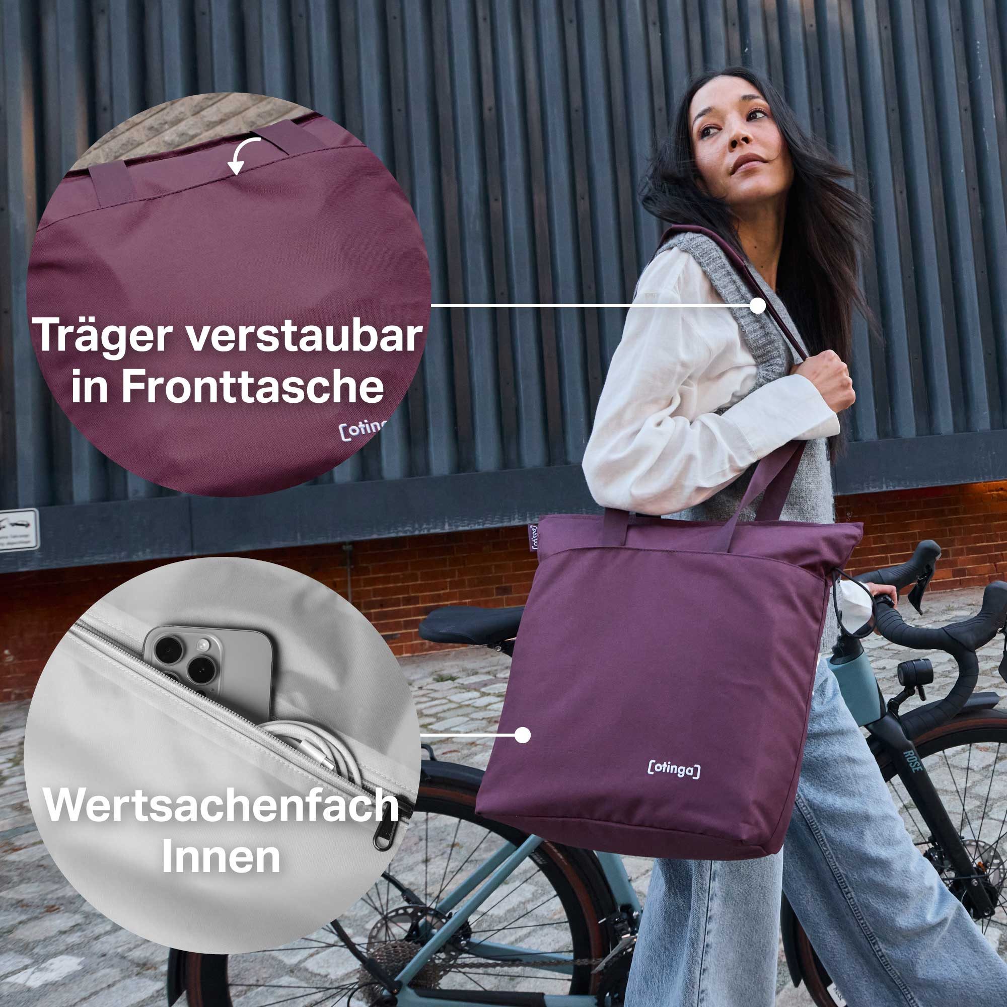 otinga Fahrradtasche - Shopper, Moderne Einkaufstasche, wasserdichte Fahrradtasche, Kompakte Schultertasche in Rot, 14L